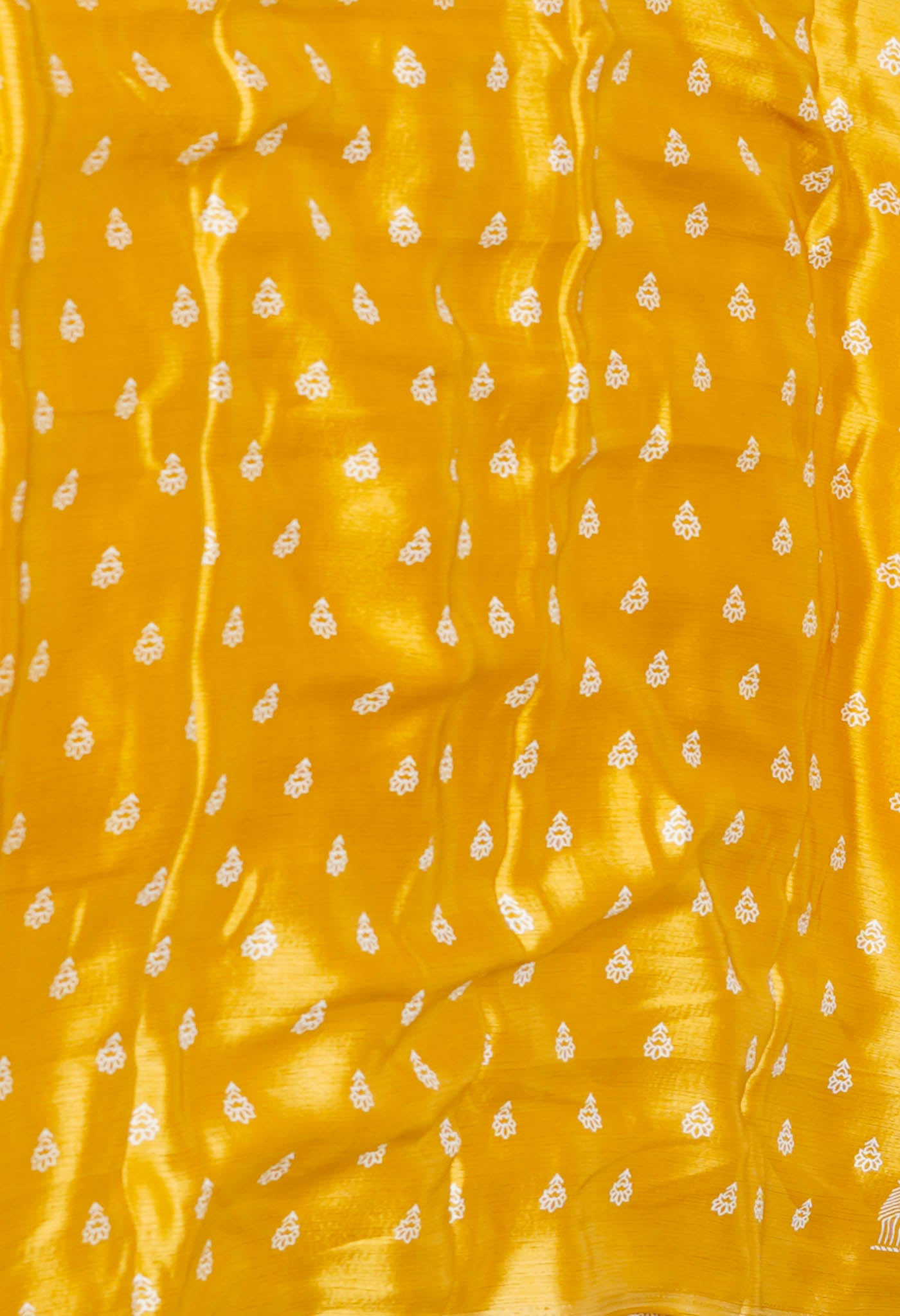 Yellow Pure Block Printed Soft Silk Saree-UNM73442