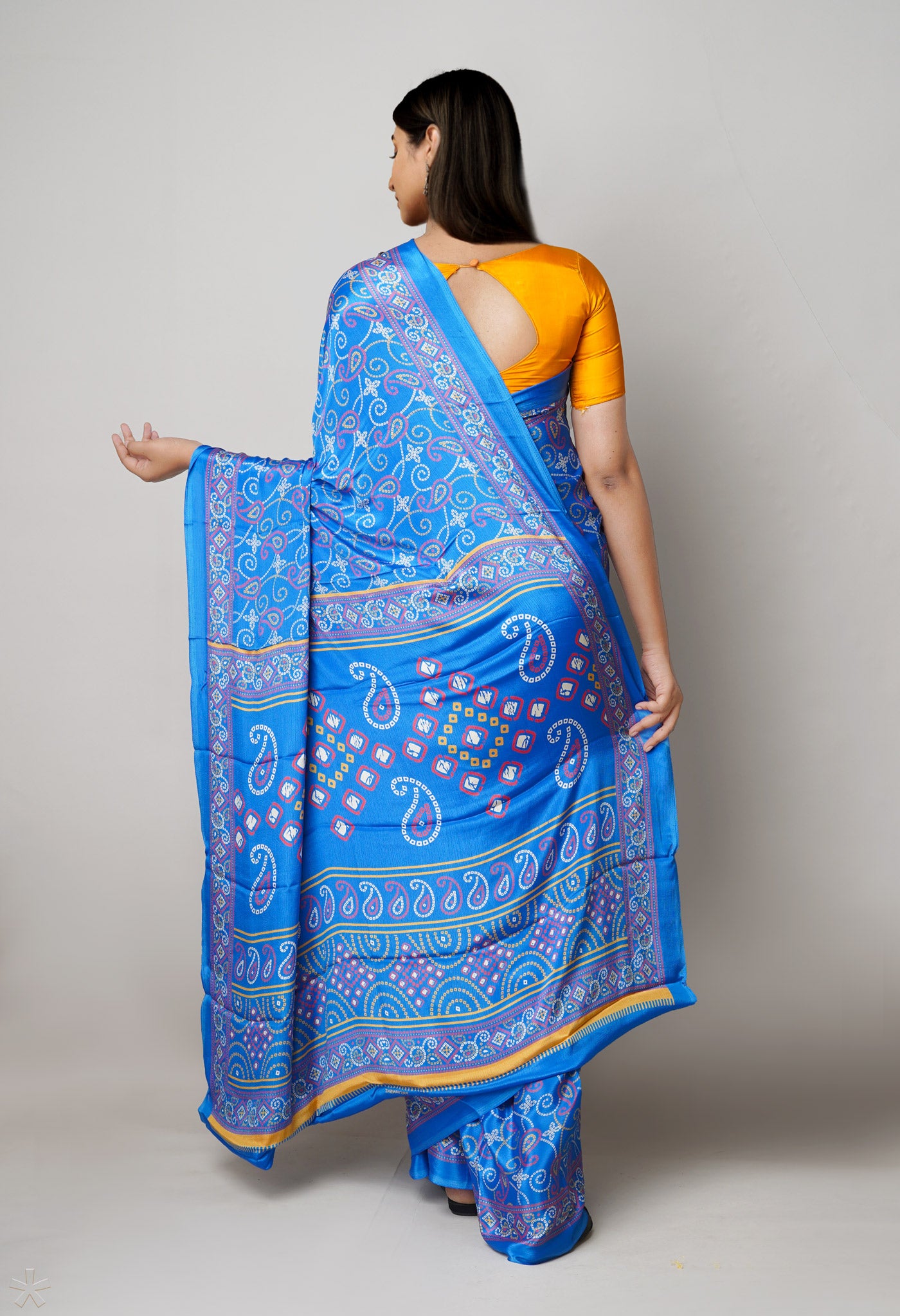 Blue Pure Bandhani Printed Soft Silk Saree