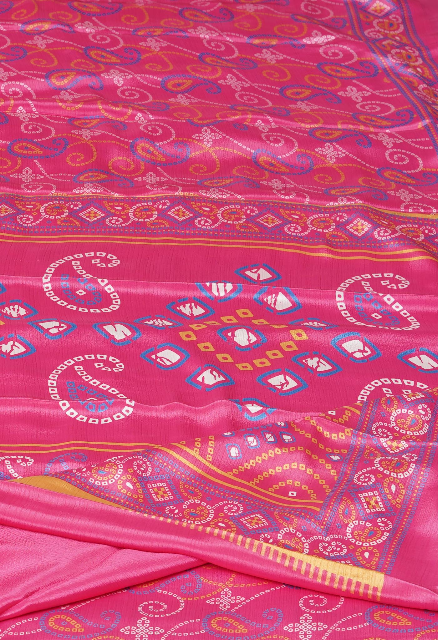 Pink Pure Bandhani Printed Soft Silk Saree-UNM73456