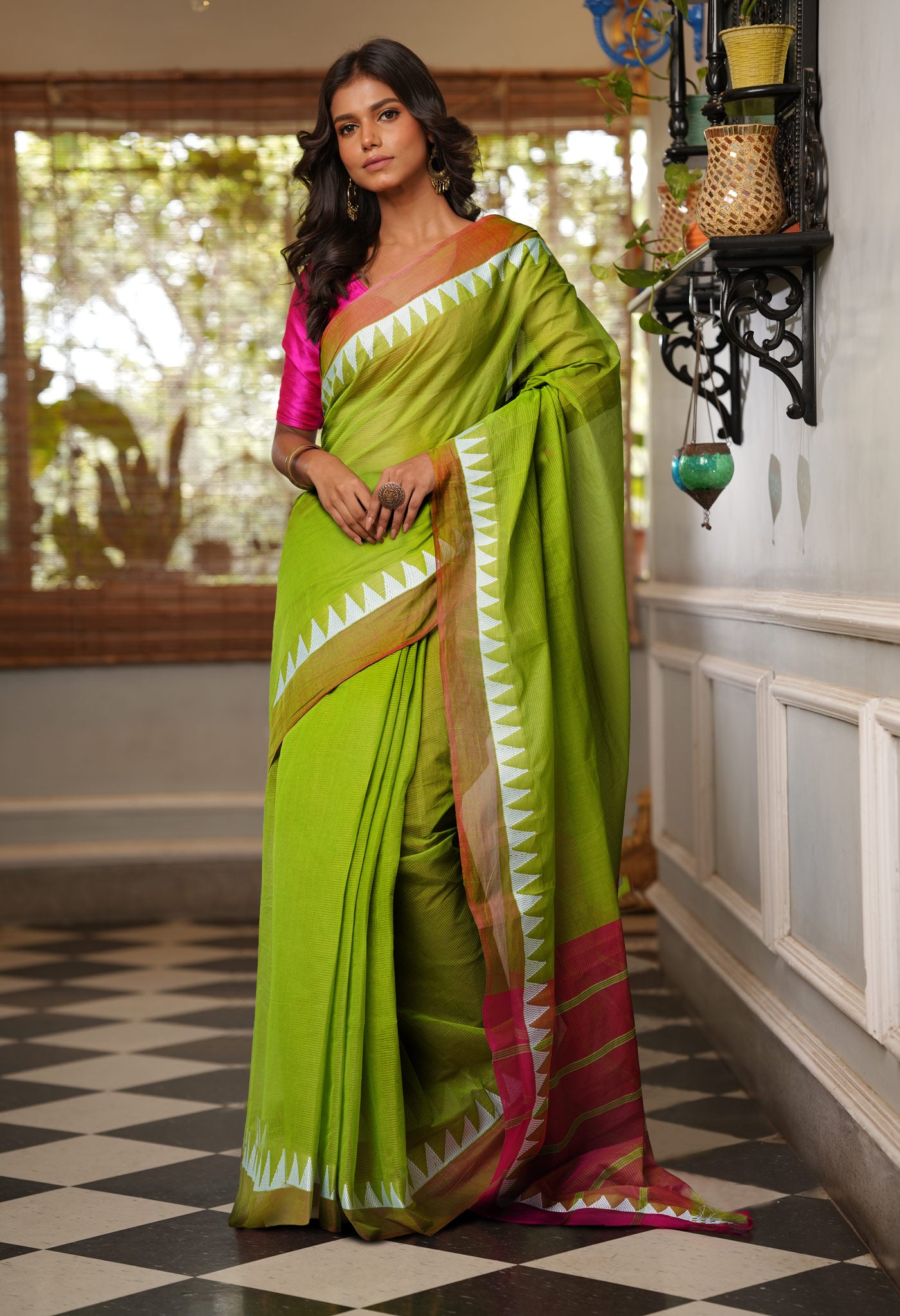 Green Pure Mangalgiri Cotton Saree