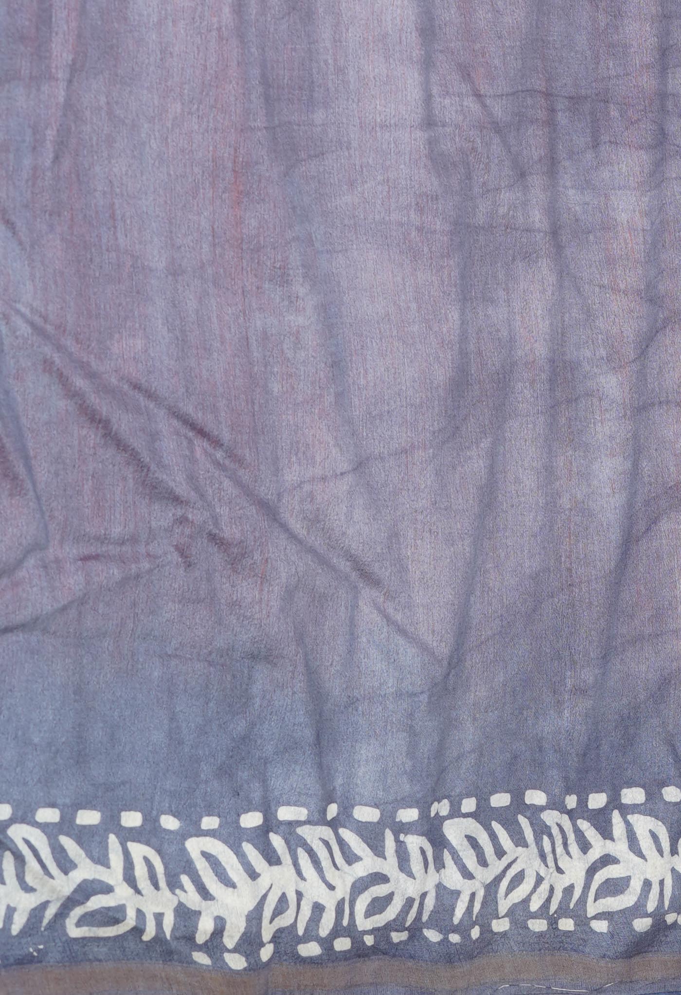 Orange-Blue Pure Batik Printed Chanderi Sico Saree