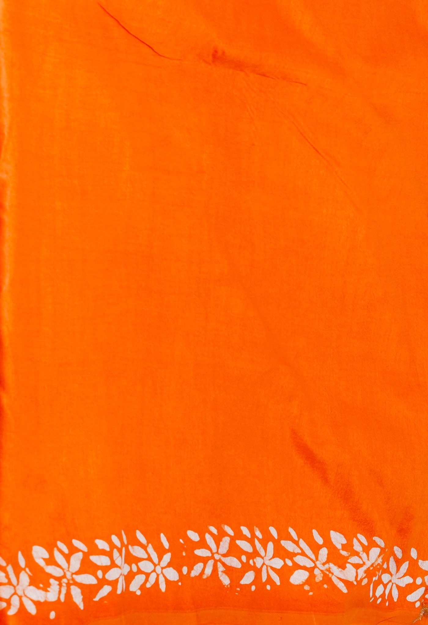 Blue-Orange Pure Batik Printed Chanderi Sico Saree
