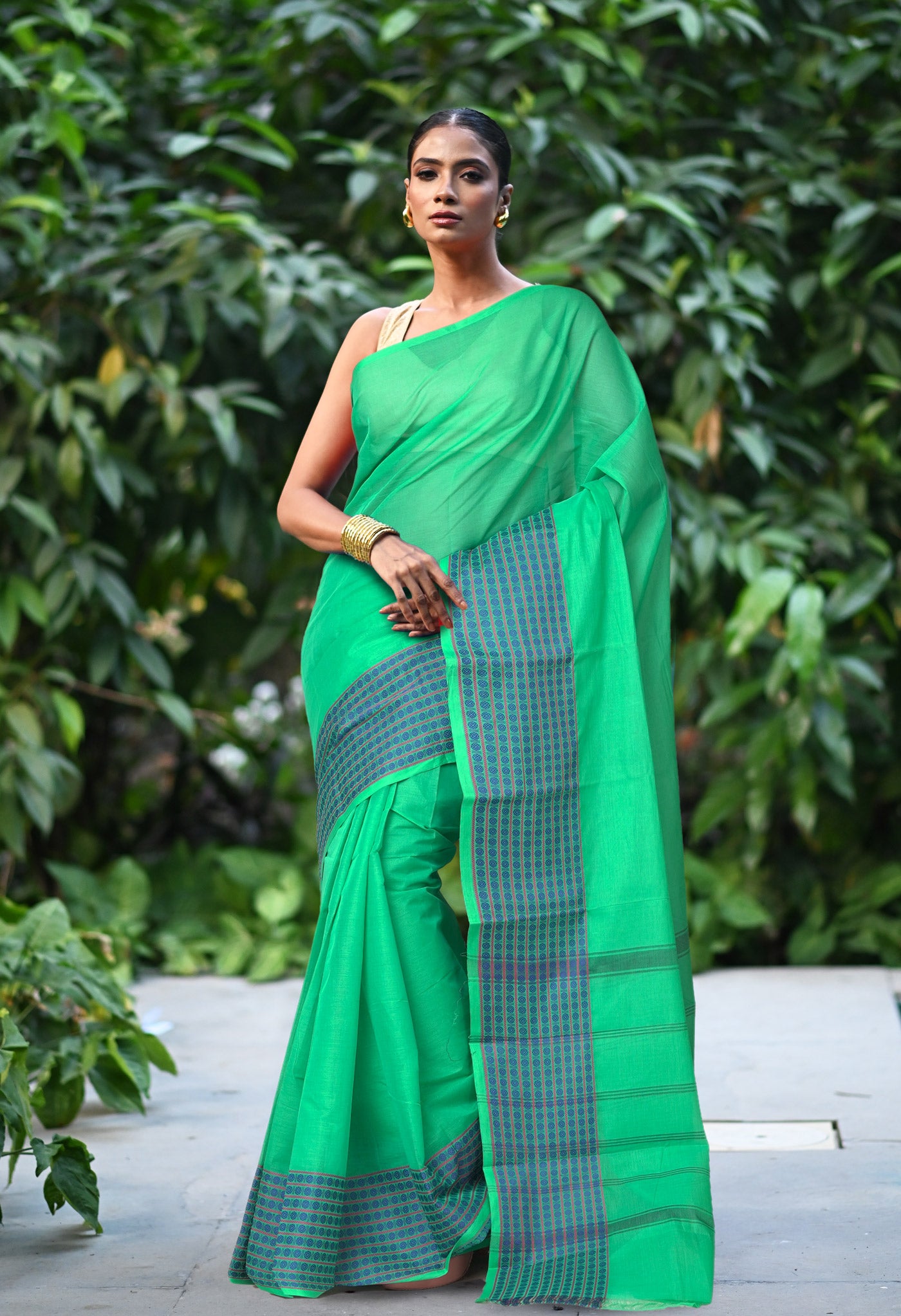 Green Pure Pavani Handcrafted Kanchi Cotton Saree-UNM73606