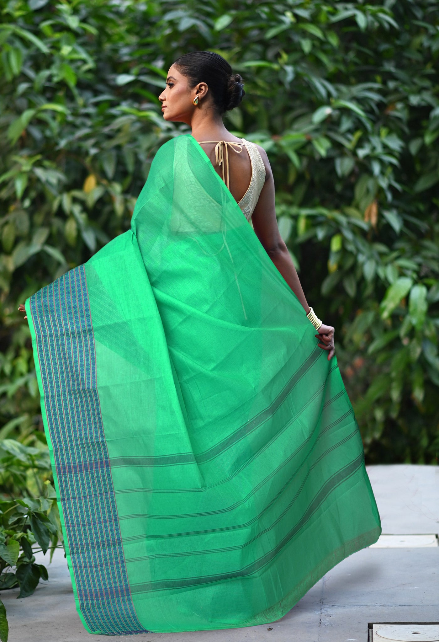 Green Pure Pavani Handcrafted Kanchi Cotton Saree-UNM73606