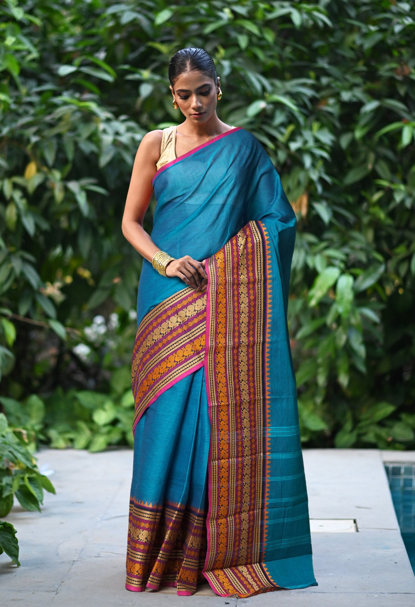 Blue Pure Pavani Handcrafted Kanchi Cotton Saree-UNM73609