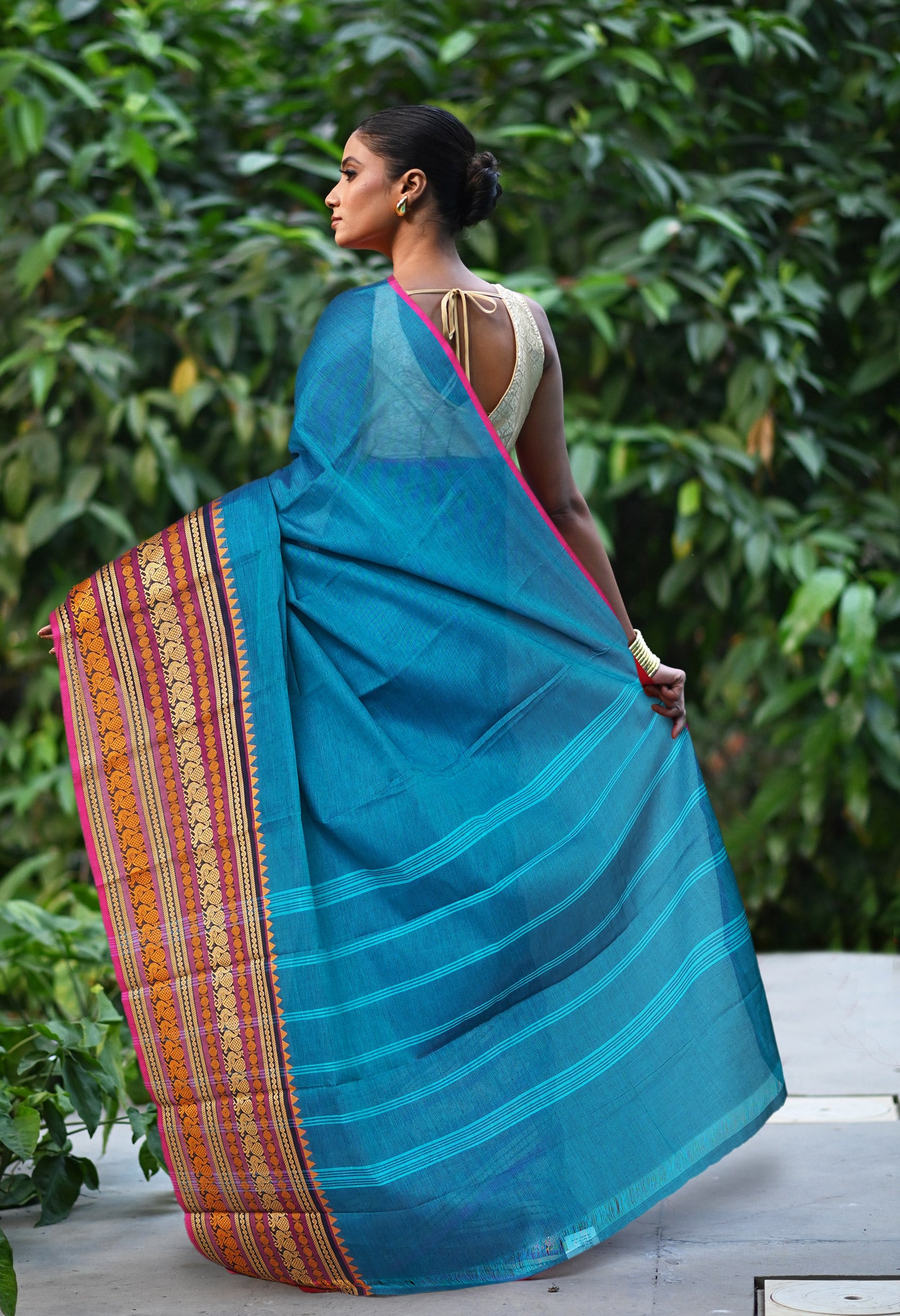 Blue Pure Pavani Handcrafted Kanchi Cotton Saree-UNM73609