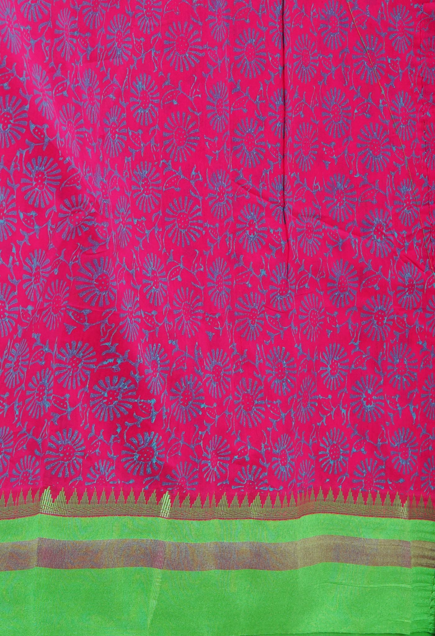 Pink Dyed Printed Chanderi Sico Saree