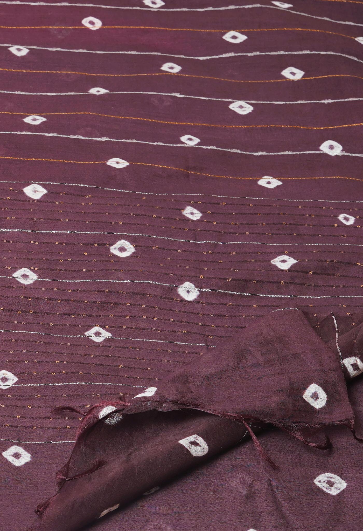 PinkChocolate Brown Tie And Dye Shibori Sico Saree-UNM73720