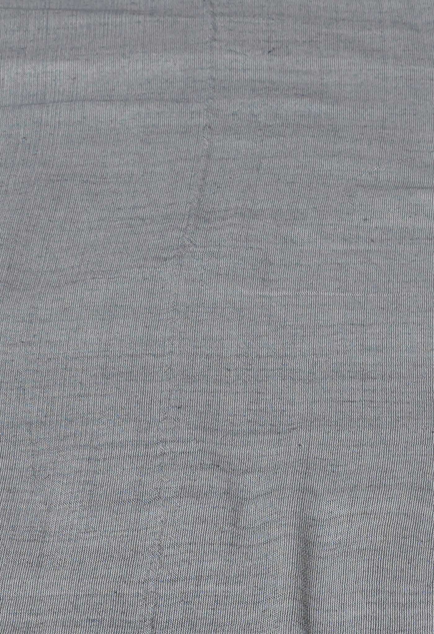 Grey Pure Plain Cotton Linen Saree-UNM73825