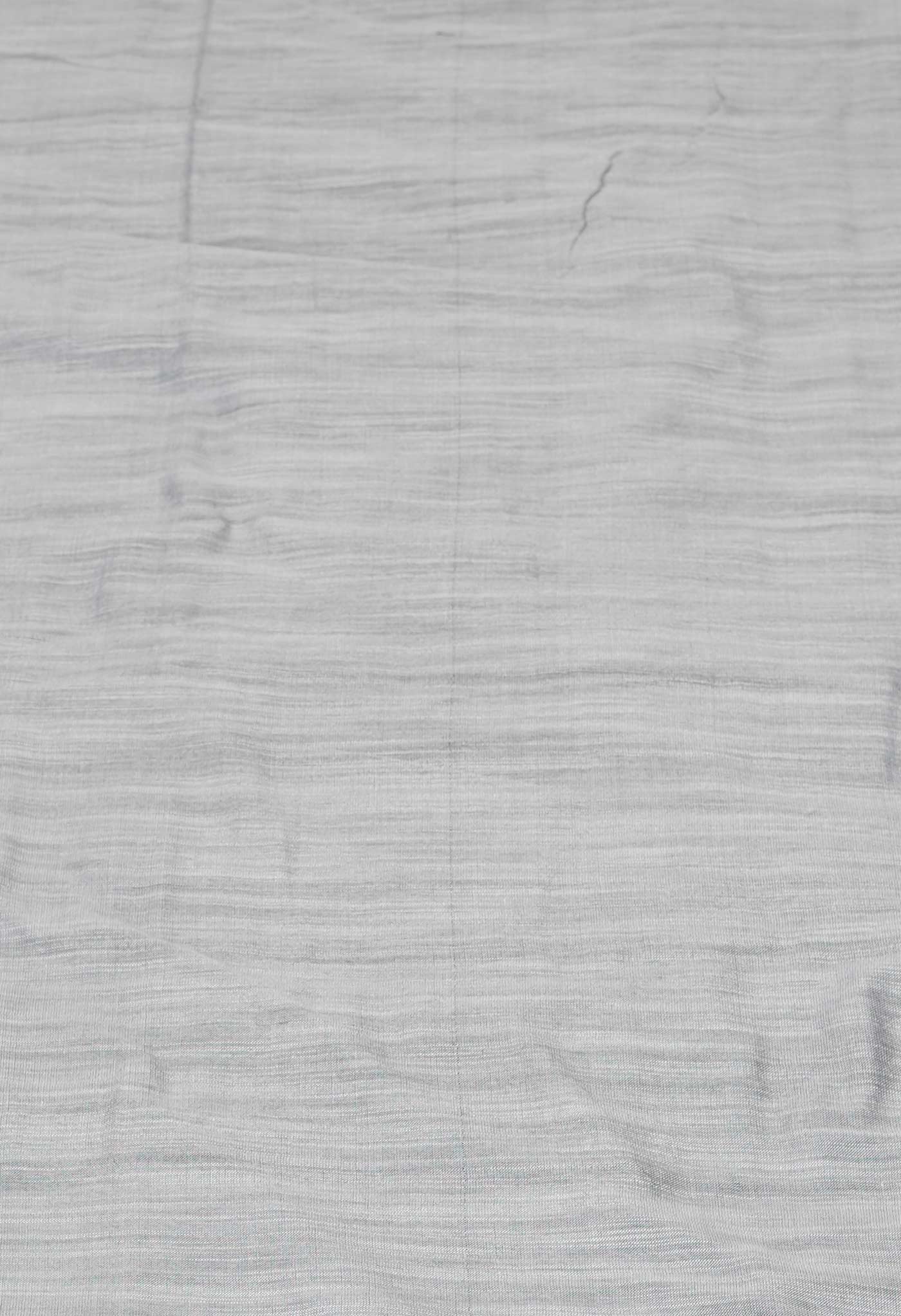 Pale Grey Pure Plain Cotton Linen Saree