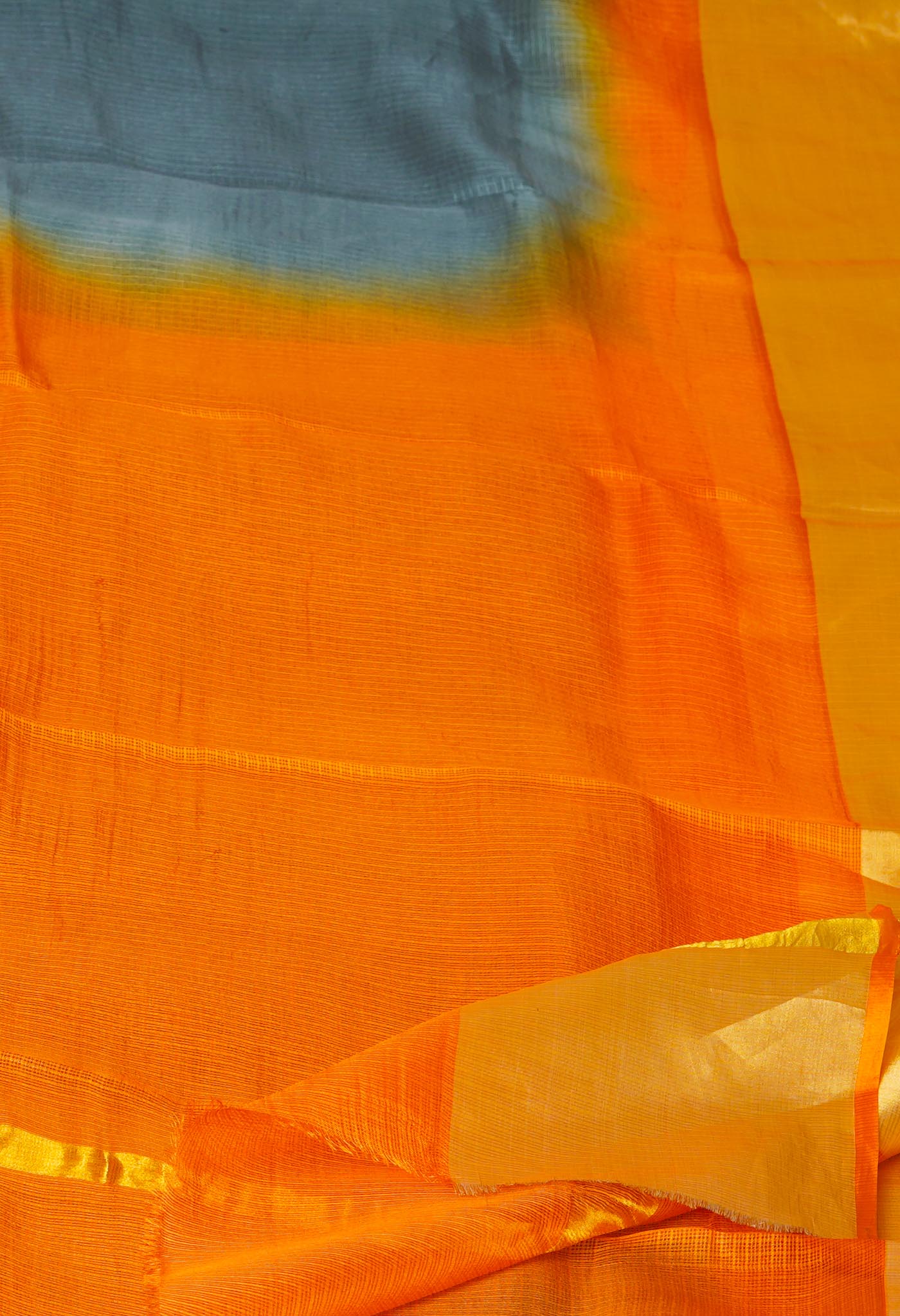 Grey-Orange Pure Dyed Kota Silk Saree-UNM73898