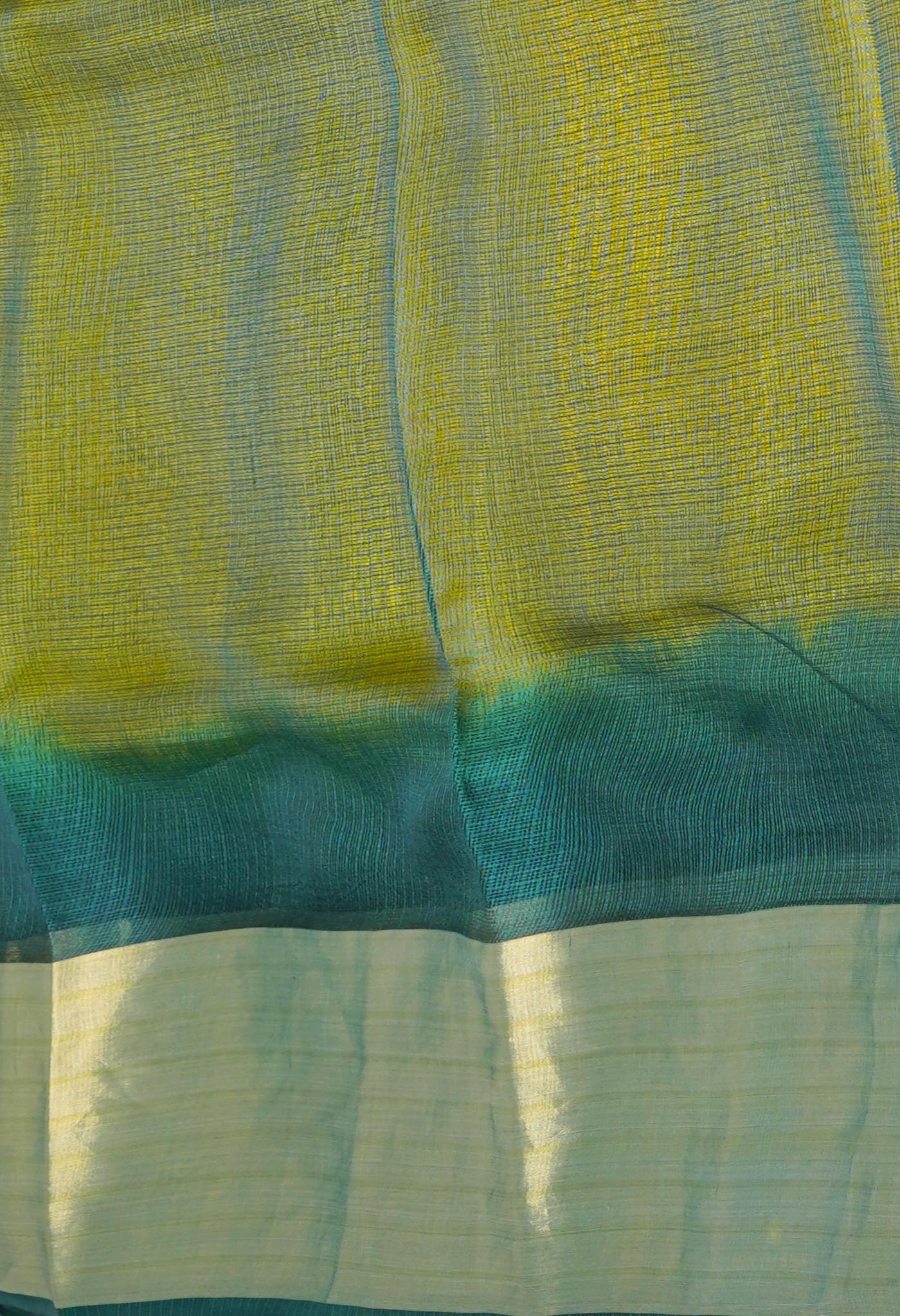 Yellow-Dark Green Pure  Dyed Kota Silk Saree-UNM73900