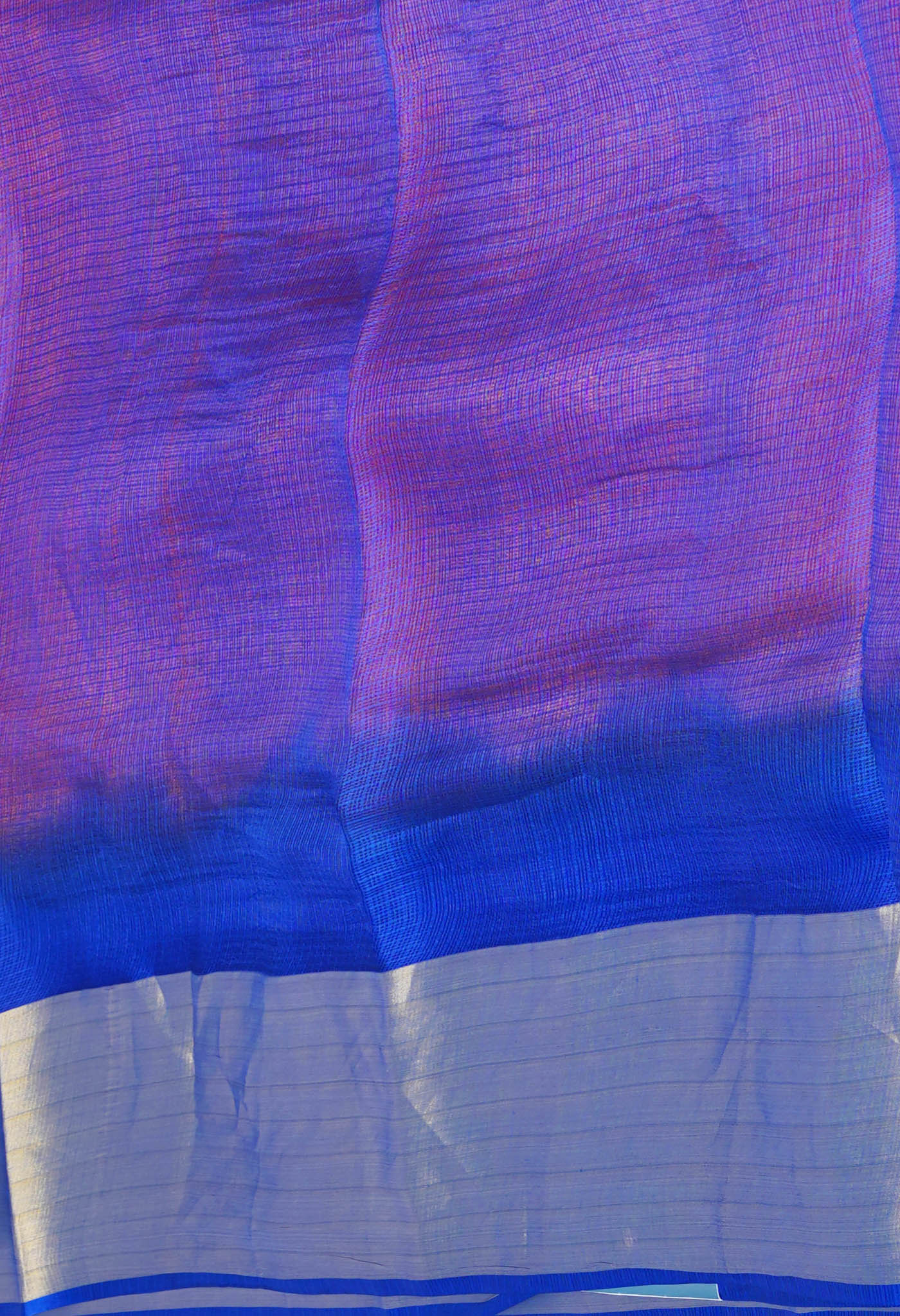 Orange-Dark Blue Pure Dyed Kota Silk Saree