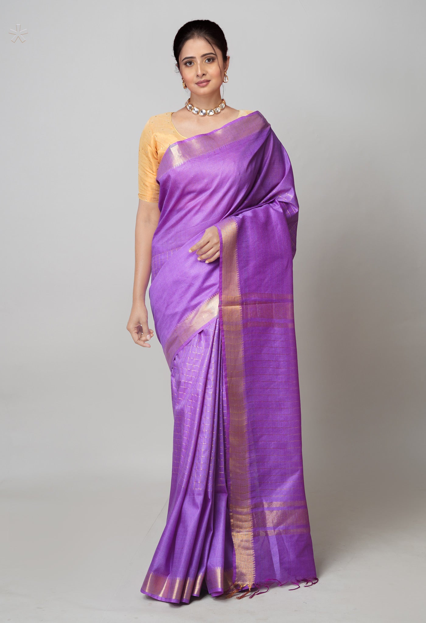Purple Mangalagiri Checks Sico Saree-UNM73908