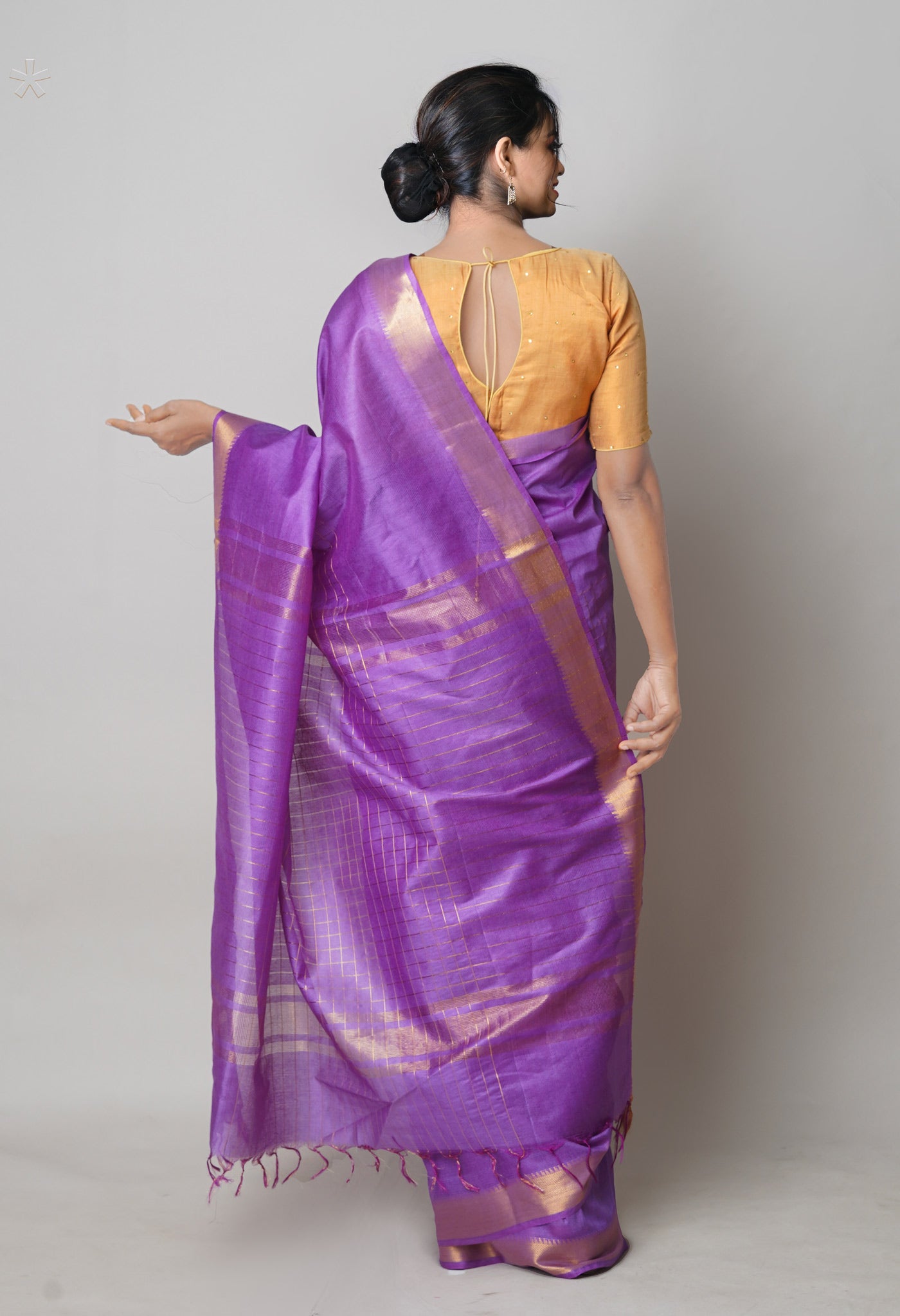 Purple Mangalagiri Checks Sico Saree-UNM73908