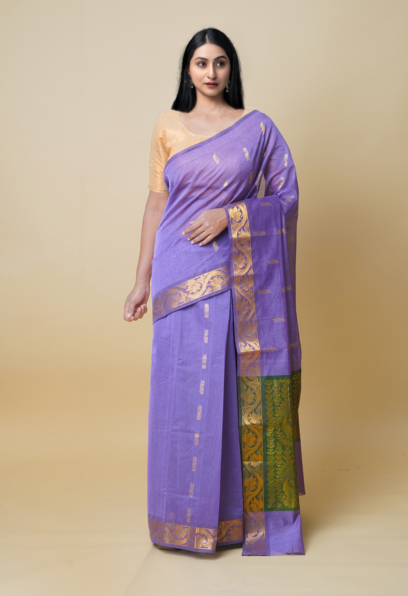 Lavender Pure Handloom Mercerized Superfine Gadwal Cotton Saree