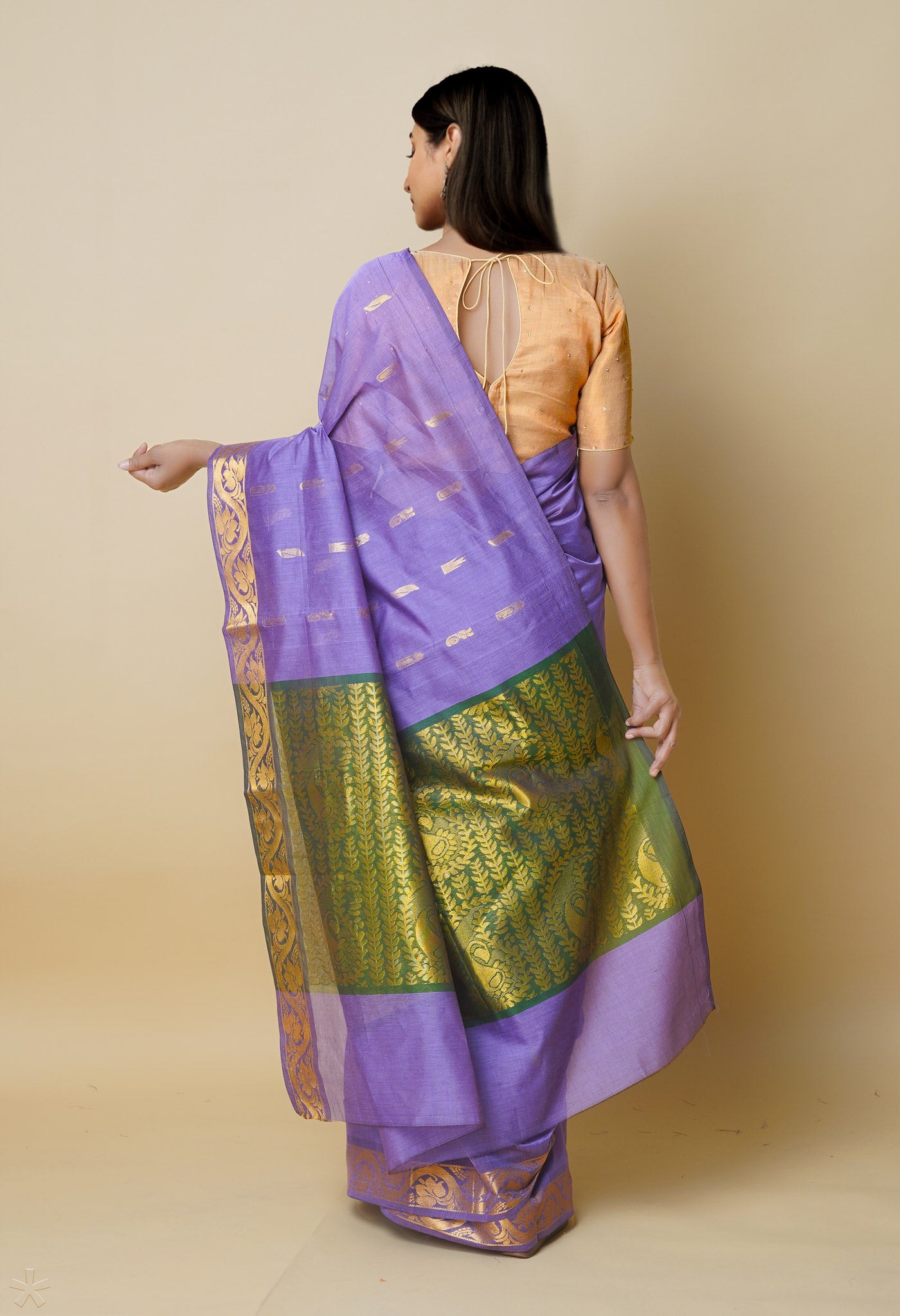 Lavender Pure Handloom Mercerized Superfine Gadwal Cotton Saree