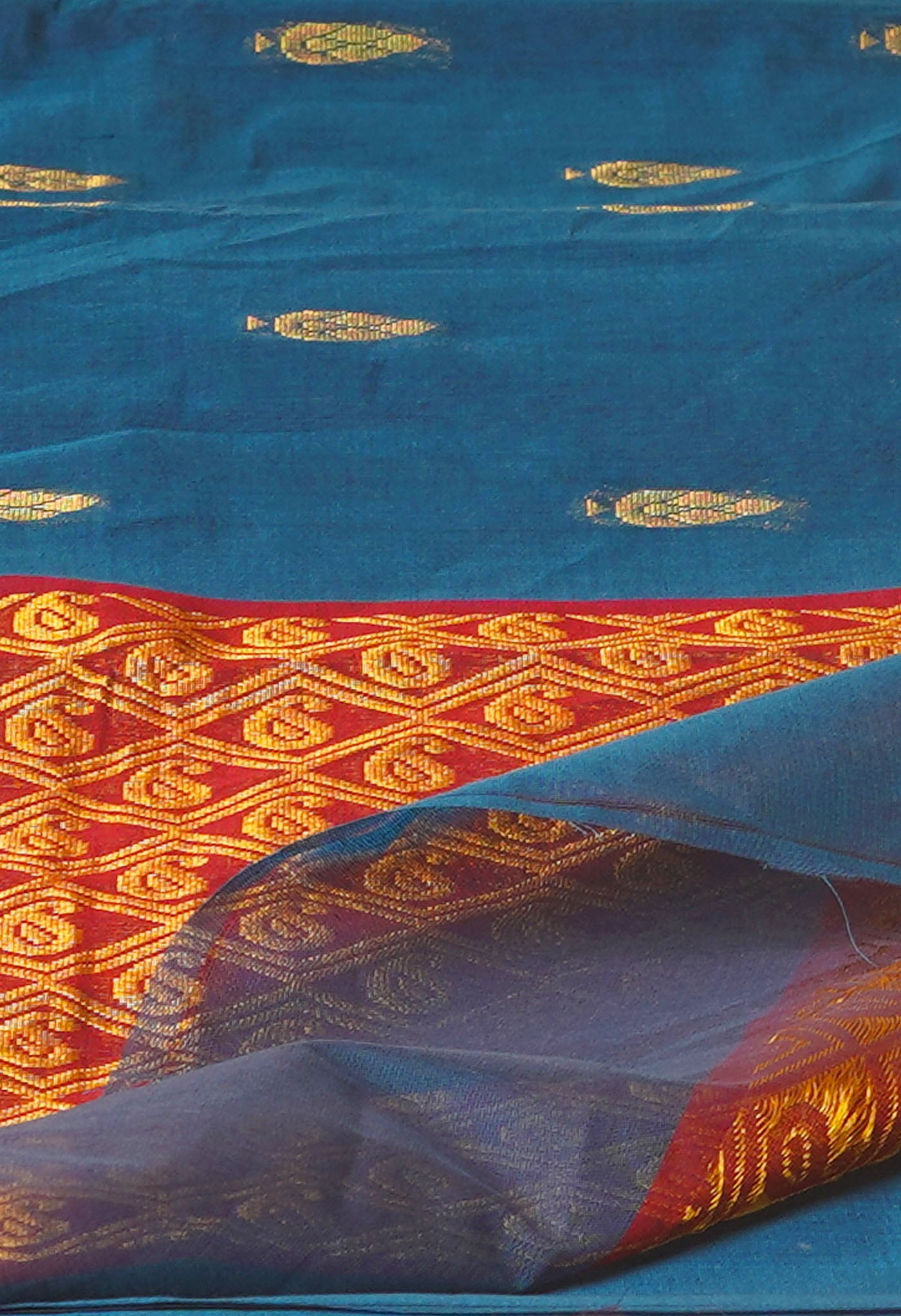 Blue Pure Handloom Mercerized Superfine Gadwal Cotton Saree