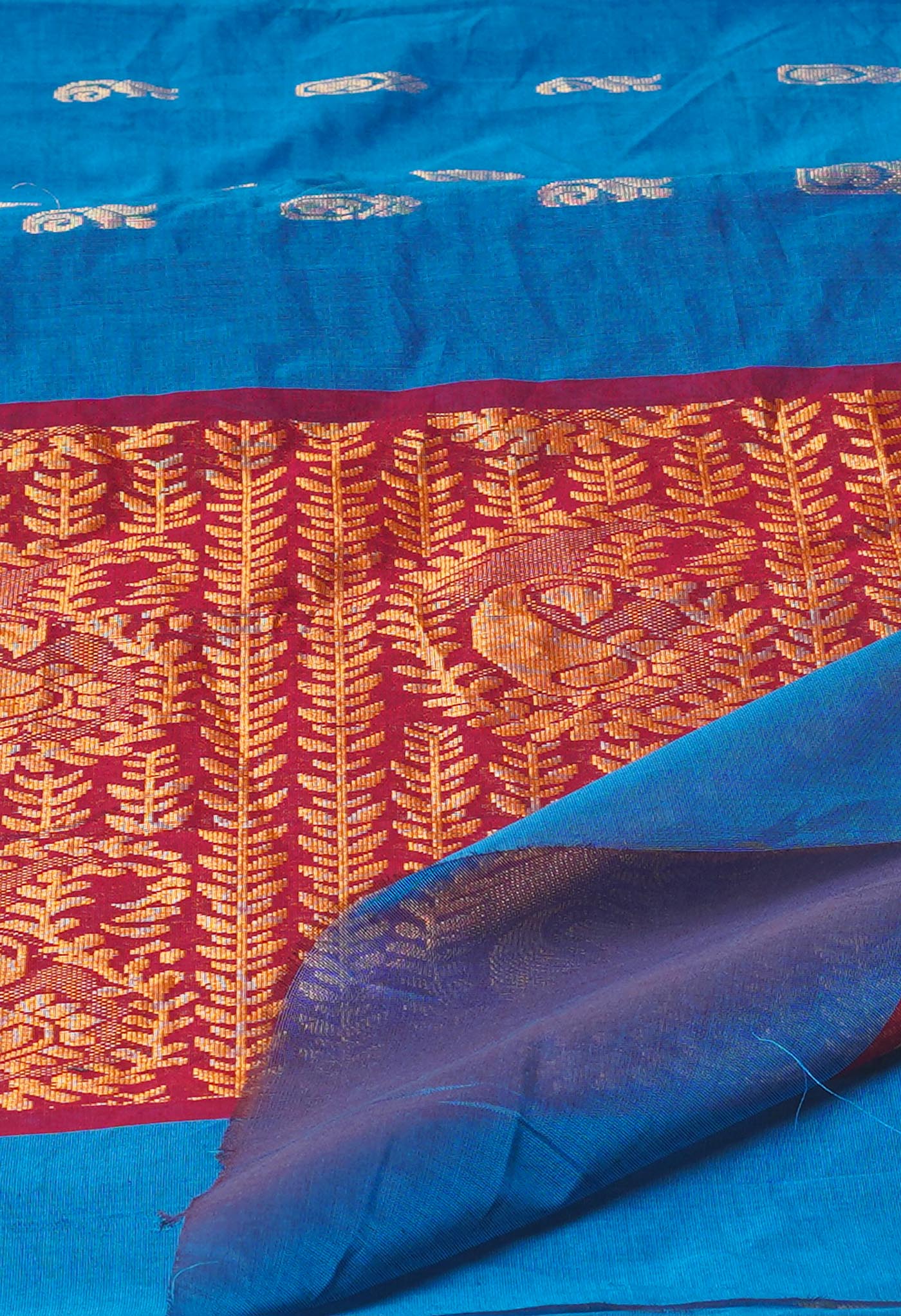 Blue Pure Handloom Mercerized Superfine Gadwal Cotton Saree