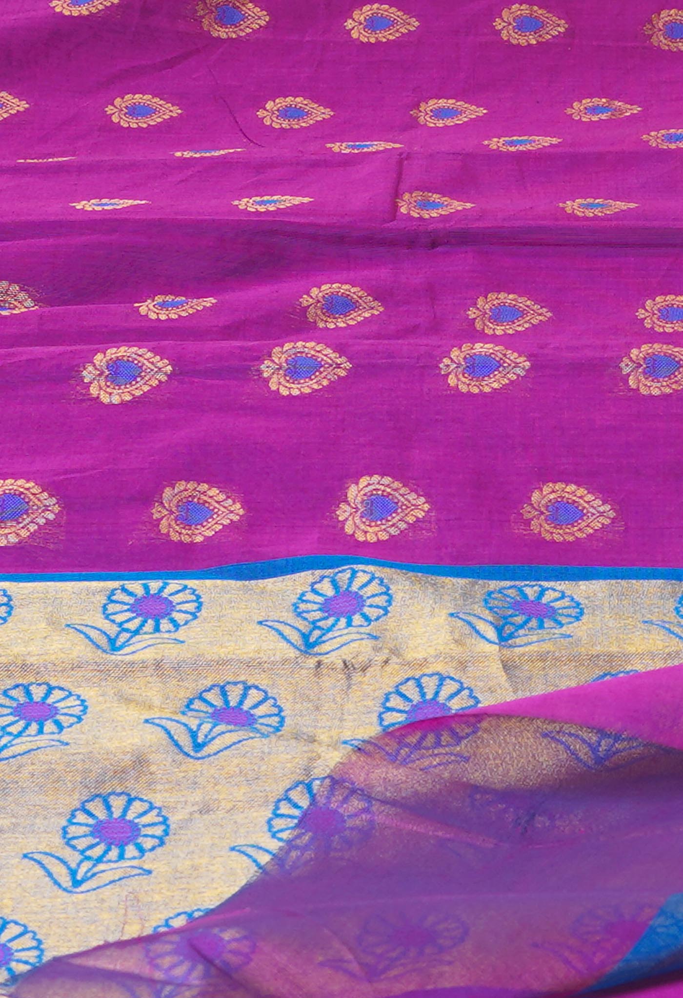 Pink Pure Handloom Meena Mercerized Gadwal Cotton Saree