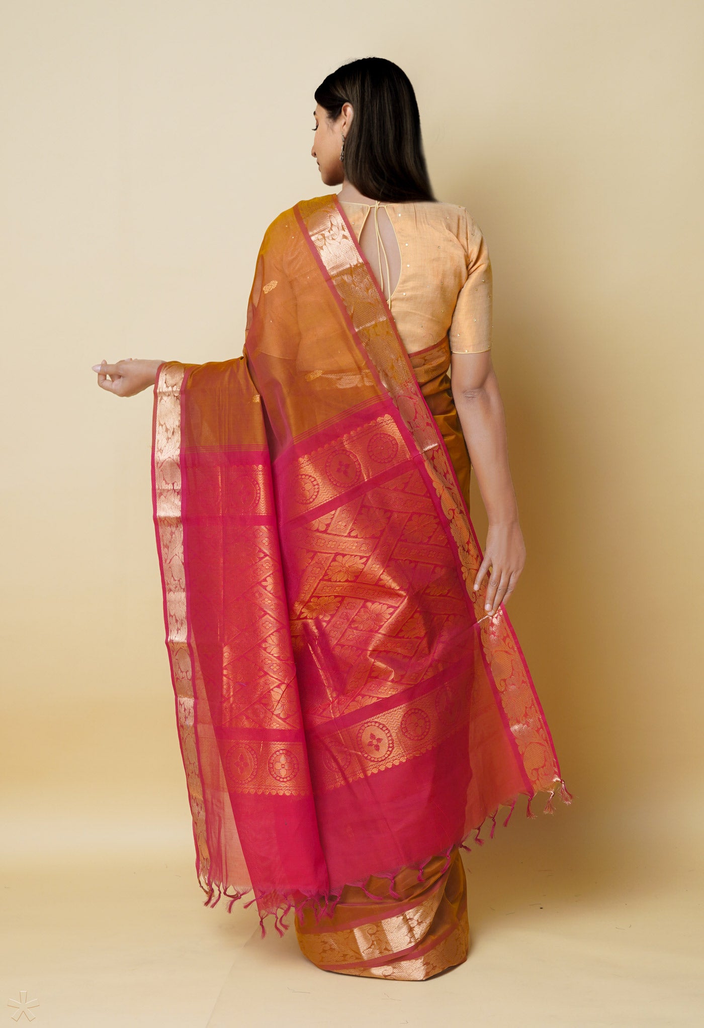 Brown Pure Handloom Gadwal Sico Saree-UNM74119