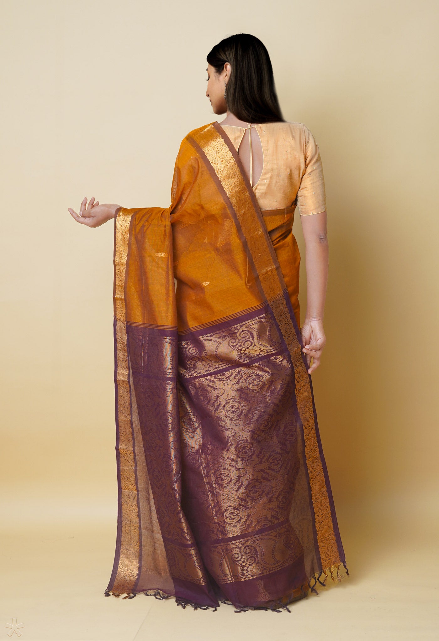 Brown Pure Handloom Gadwal Sico Saree-UNM74120