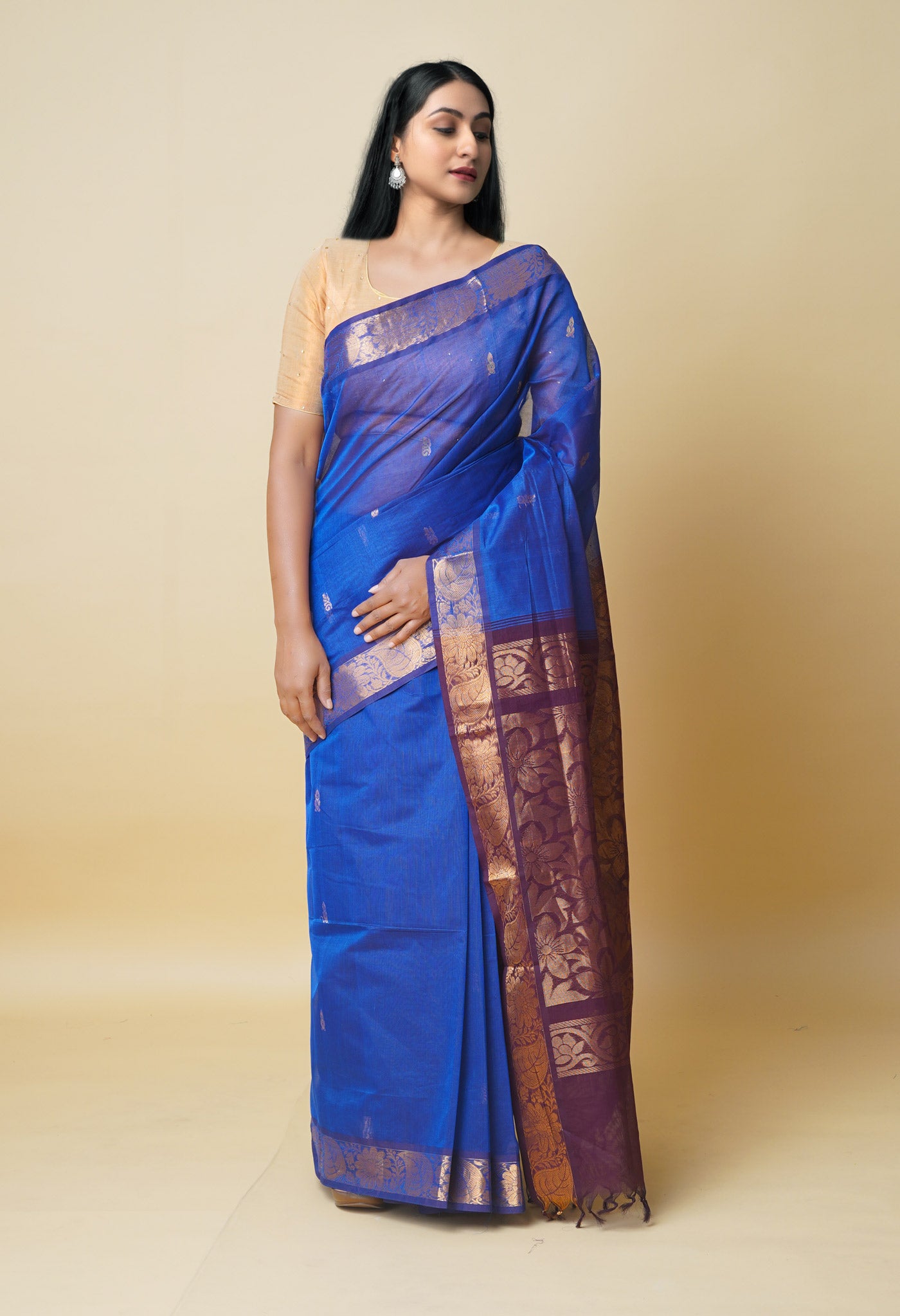 Blue Pure Handloom Gadwal Sico Saree