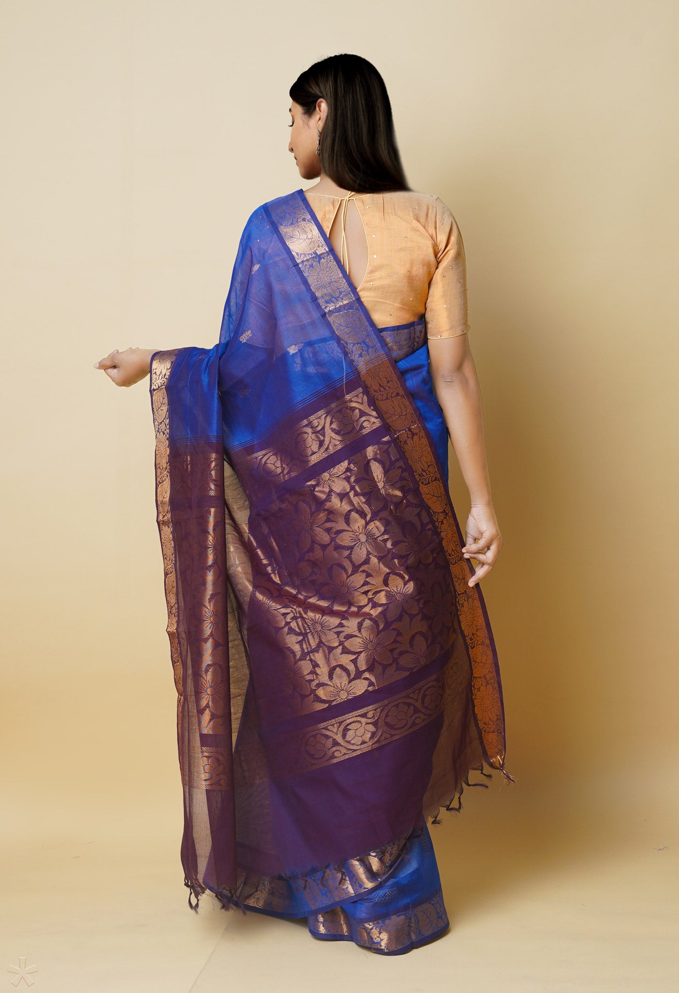 Blue Pure Handloom Gadwal Sico Saree
