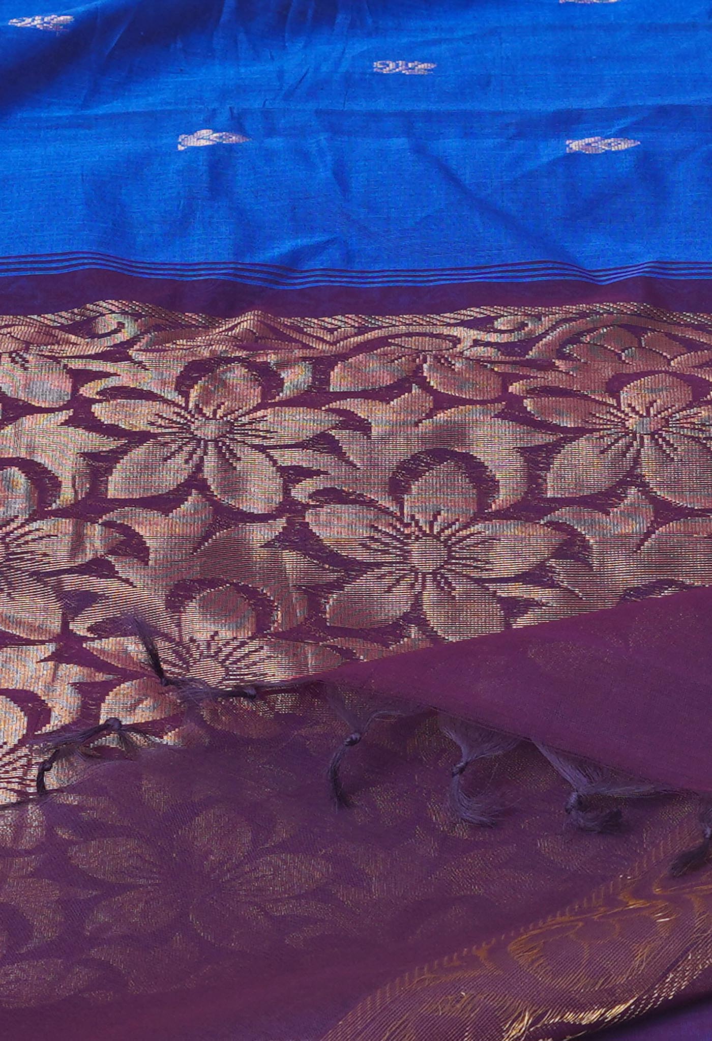 Blue Pure Handloom Gadwal Sico Saree