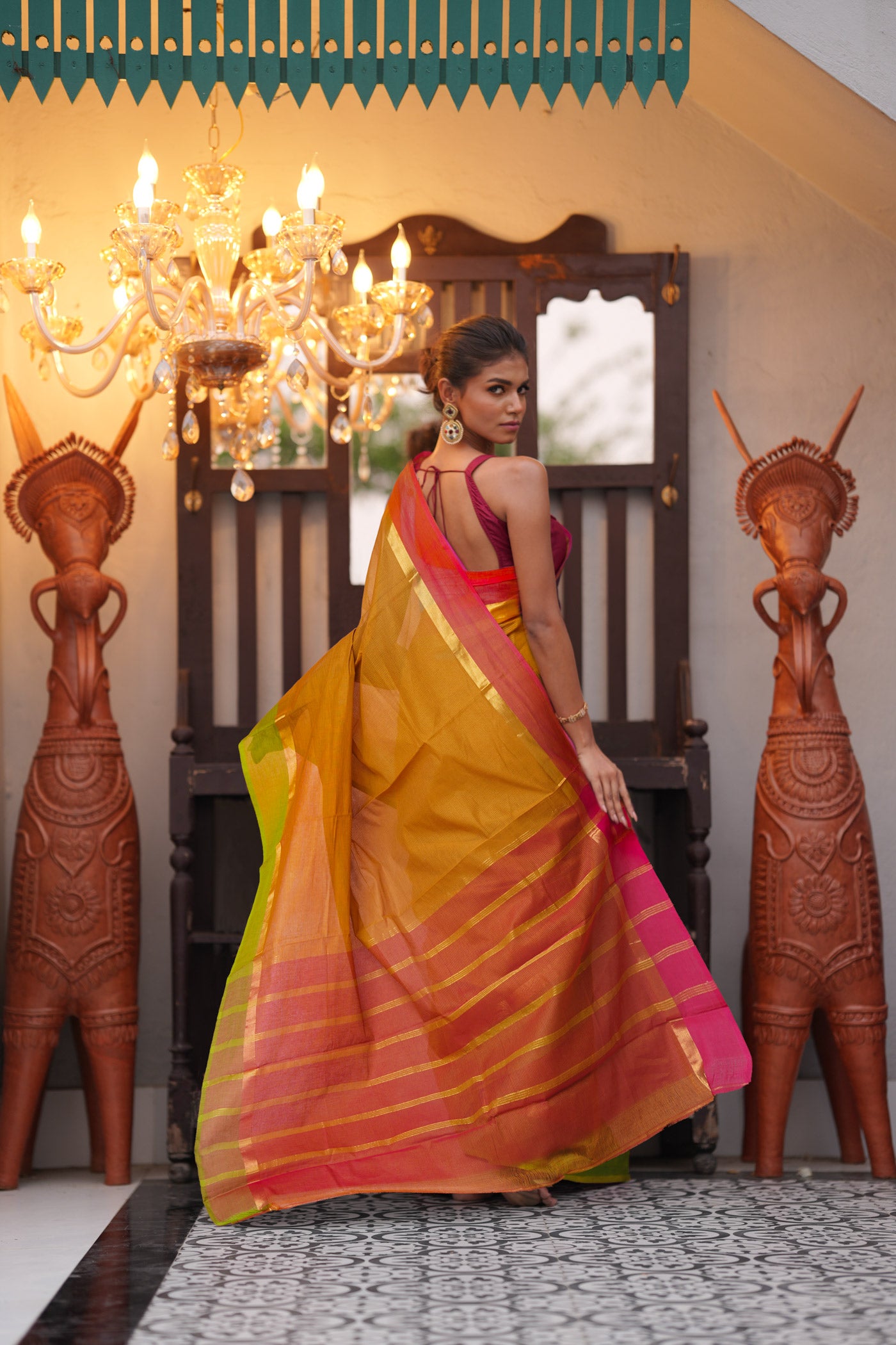 Brown Pure Mangalgiri Cotton Saree