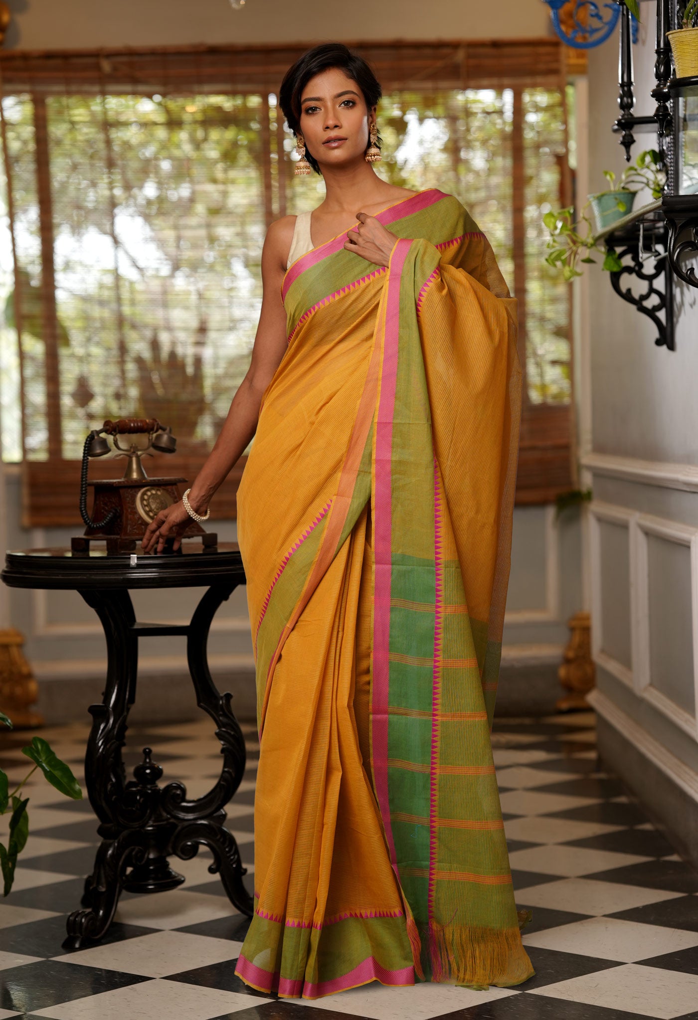 Brown Pure Mangalgiri Cotton Saree