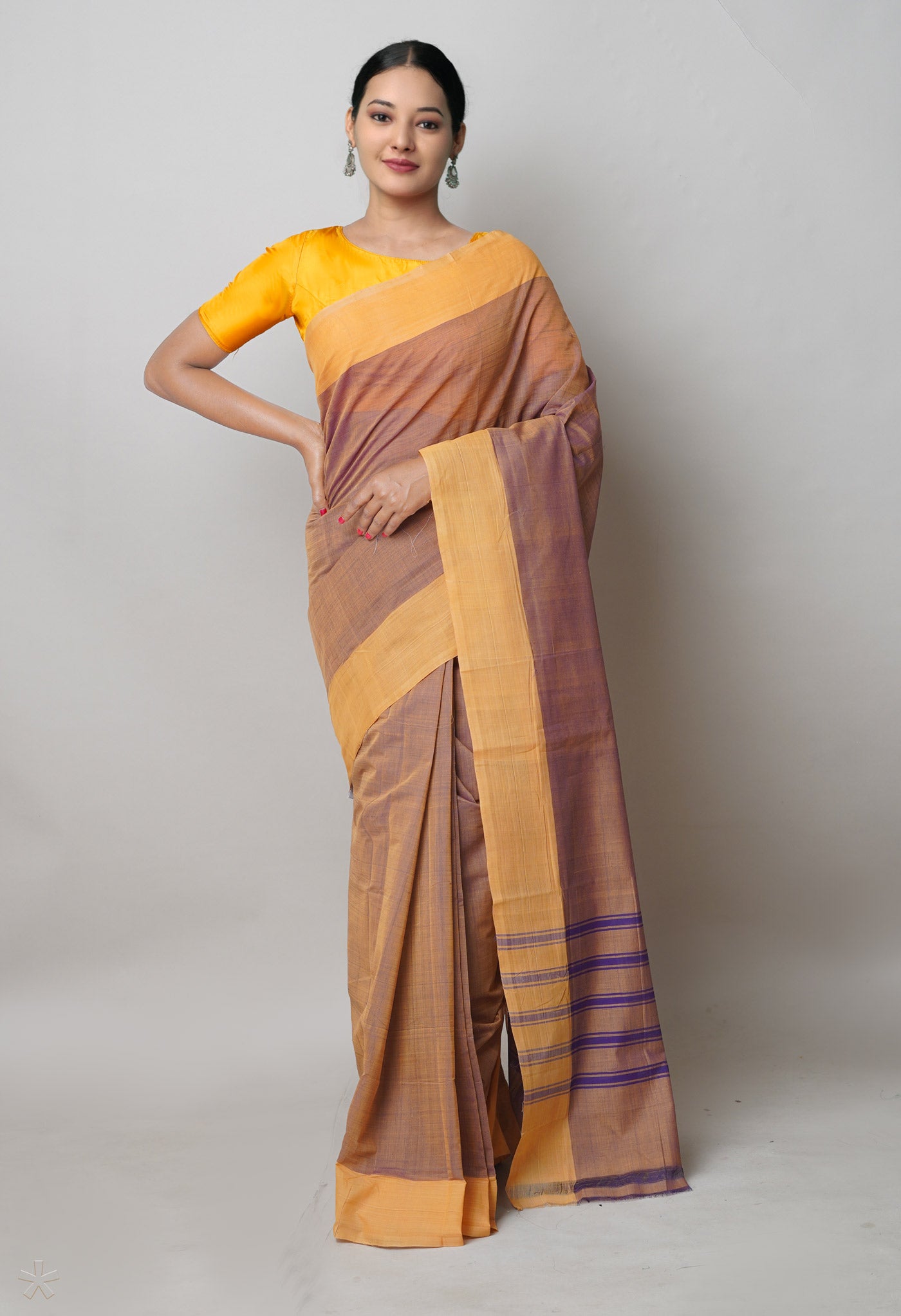 Purple Pure Andhra Handloom Cotton Saree