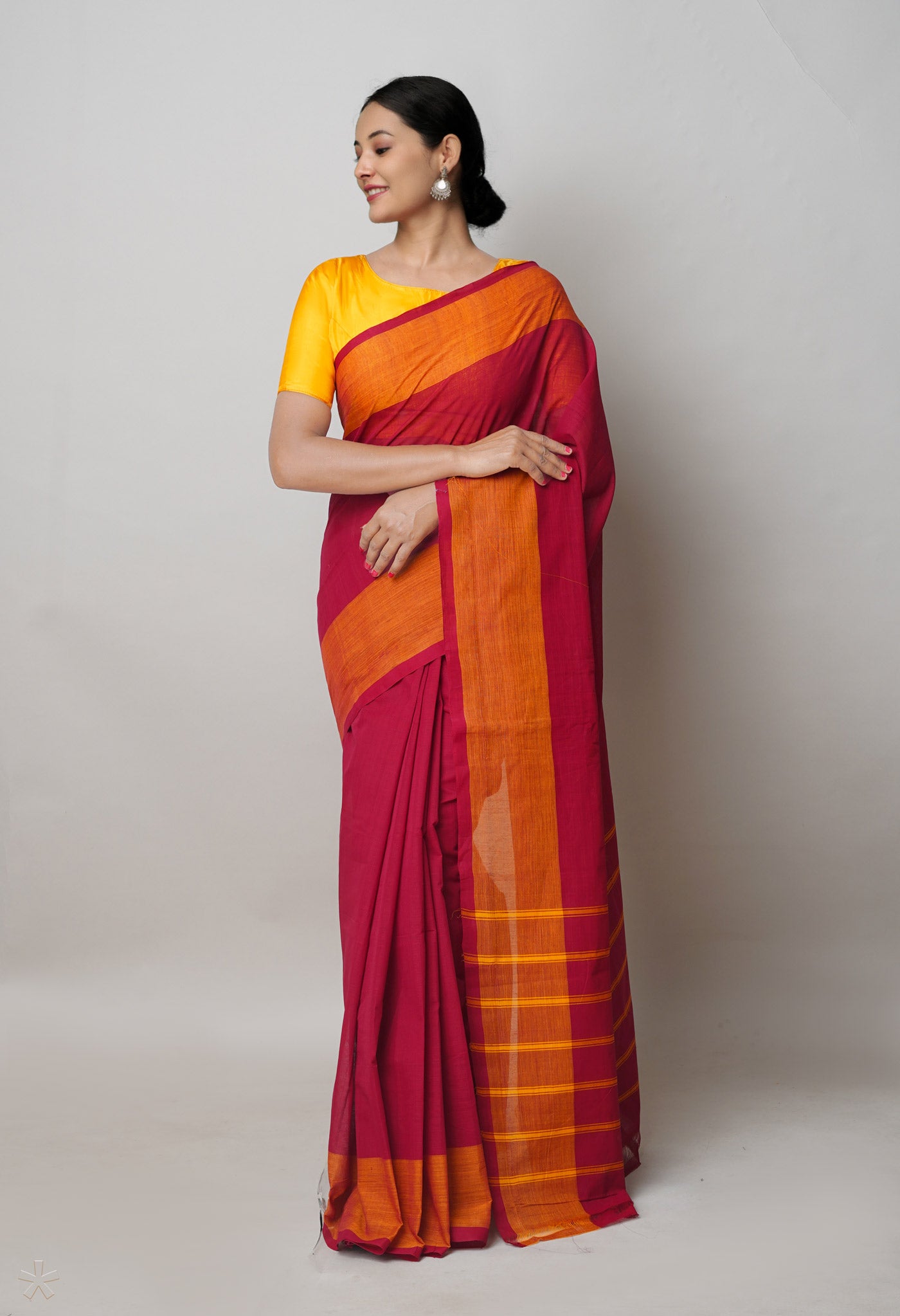 Maroon Pure Andhra Handloom Cotton Saree