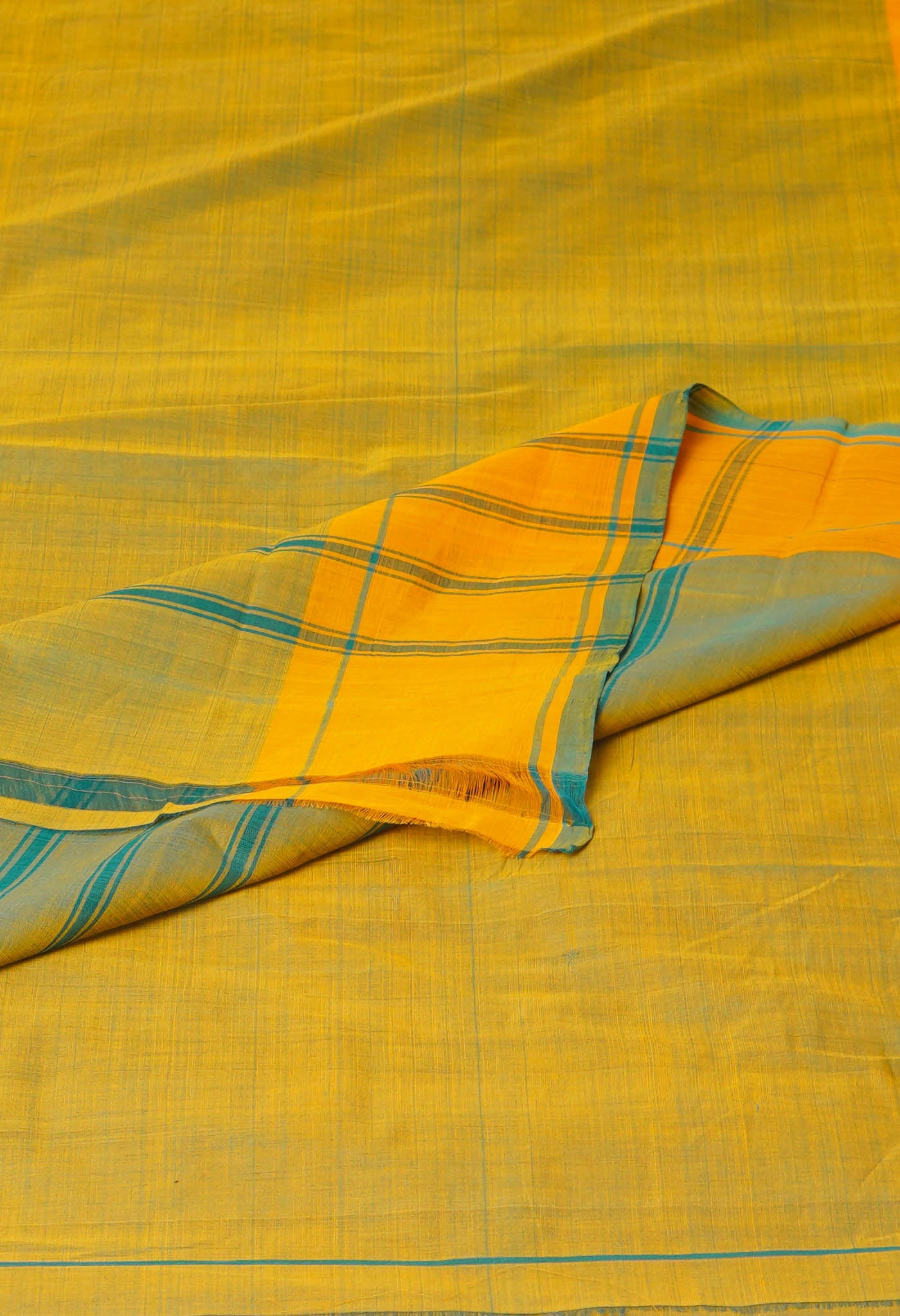 Green-Yellow Pure Andhra Handloom Cotton Saree