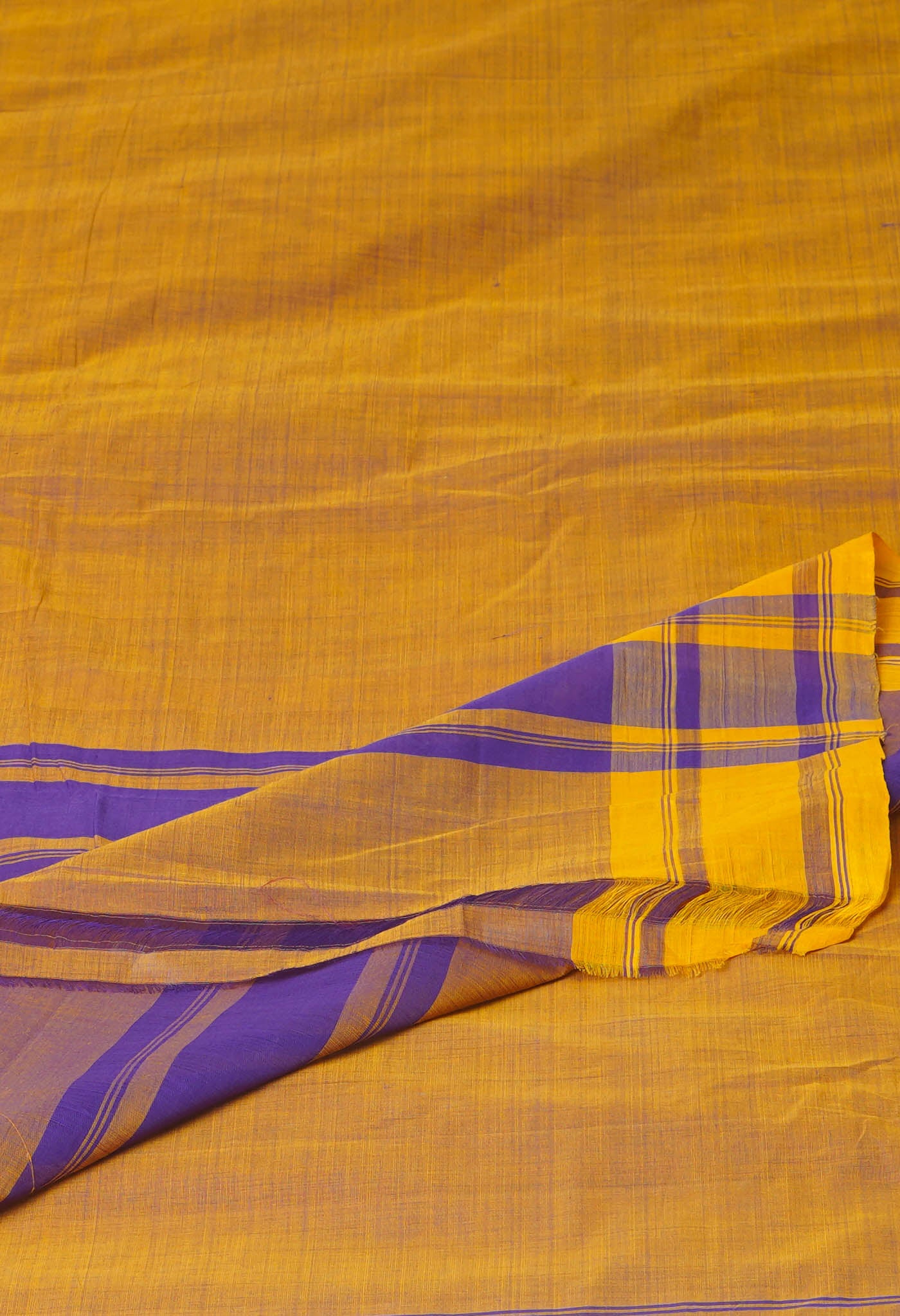 Blue-Yellow Pure Andhra Handloom Cotton Saree