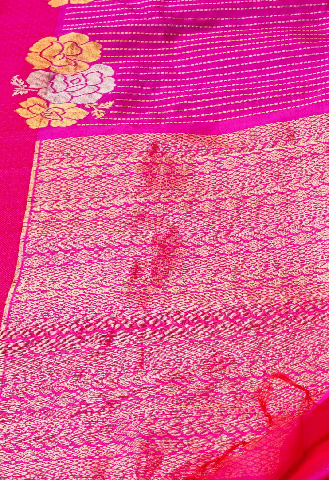 Purple-Pink Pure Handloom Assam Silk Saree-UNM74234