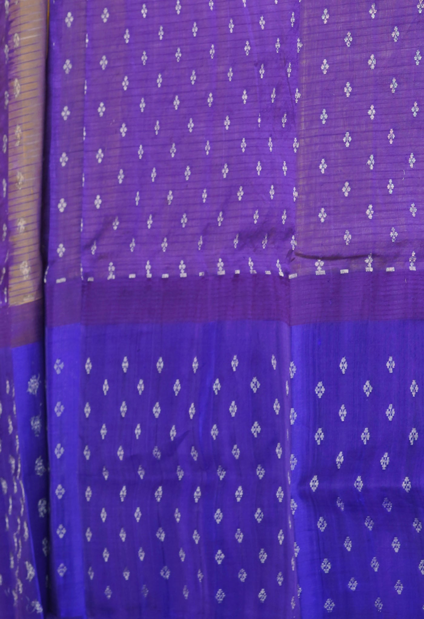 Yellow-Dark Blue Pure Handloom Kanjivaram Silk Saree