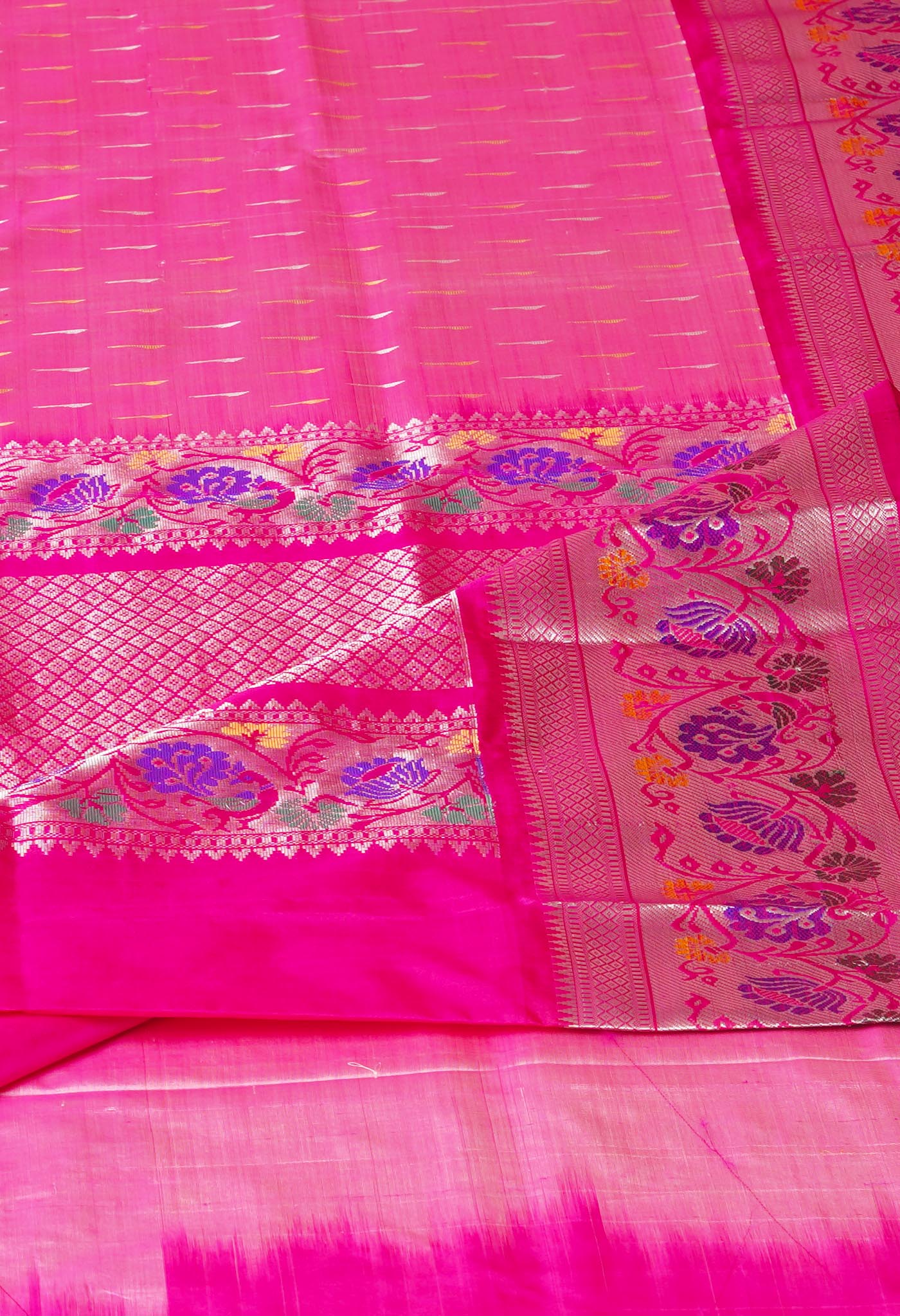 Baby Pink-Pink Pure Handloom Assam Silk Saree-UNM74244