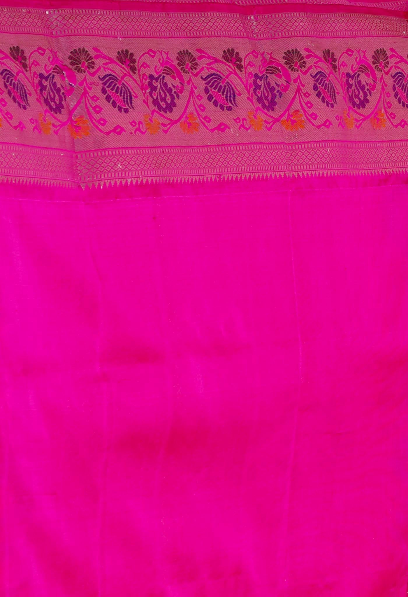 Baby Pink-Pink Pure Handloom Assam Silk Saree-UNM74244