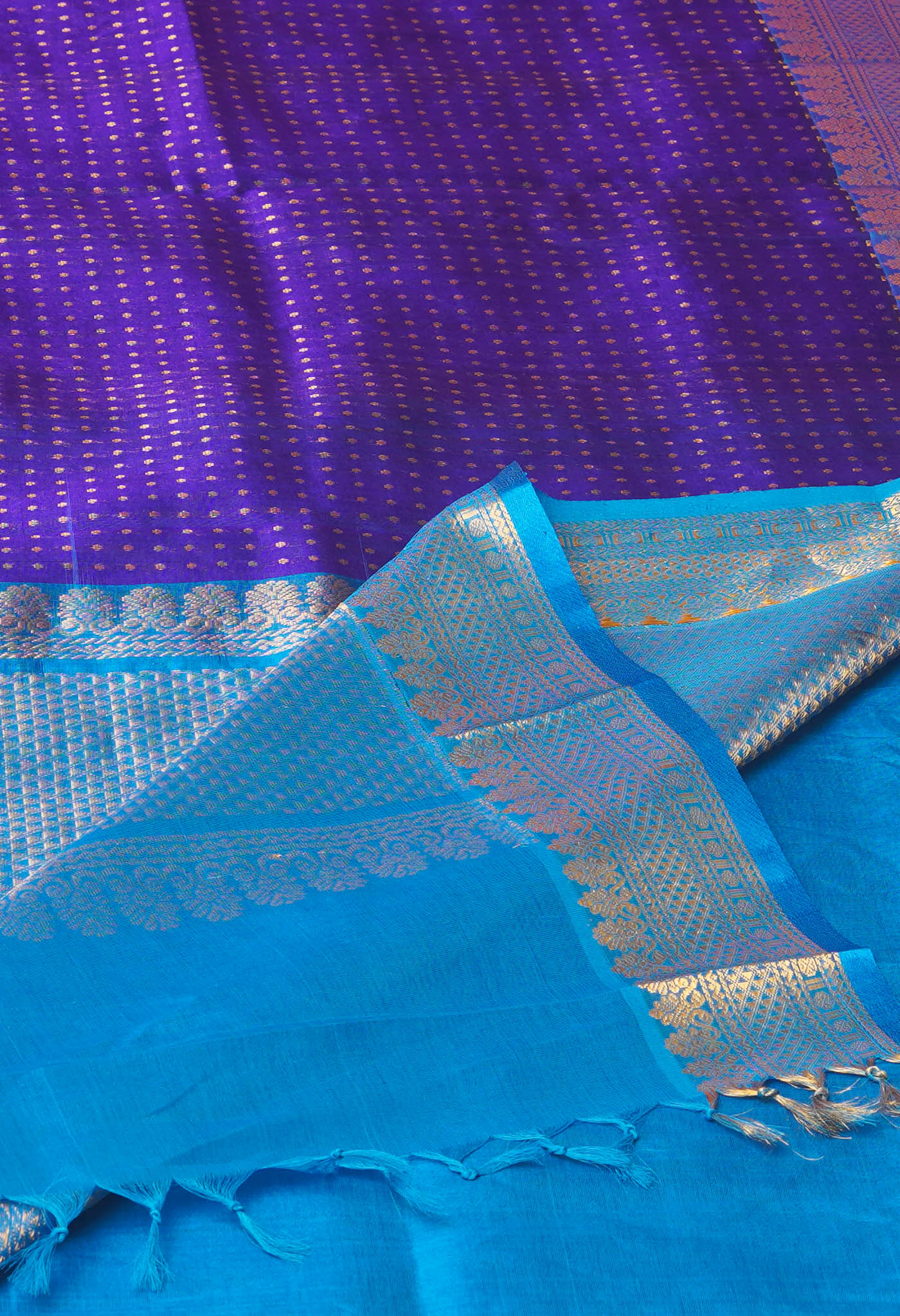 Navy Blue-Blue Pure Handloom Kanjivaram Silk Saree-UNM74255