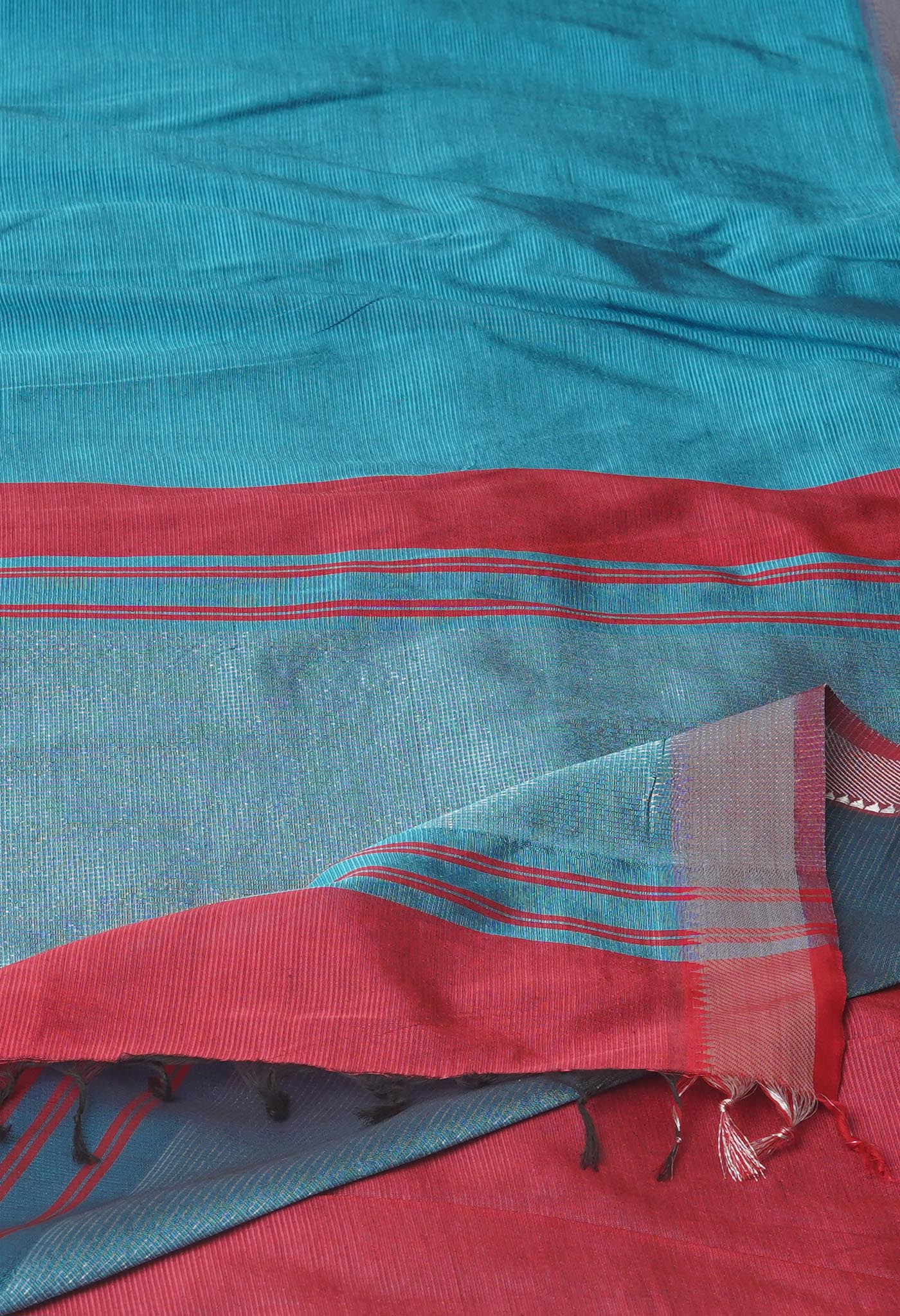 Peacock Blue Pure Mangalgiri Silk Saree-UNM74263