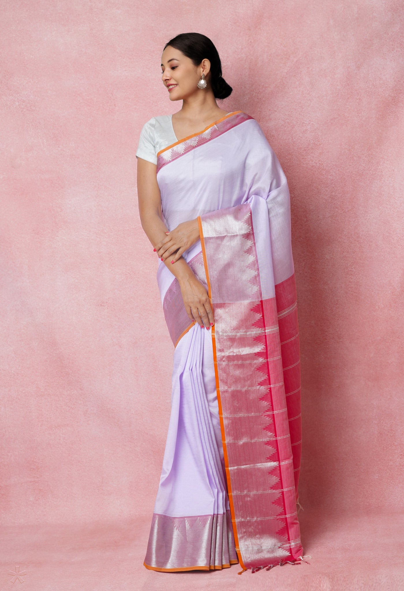 Lavender Pure Handloom Mangalgiri Silk Saree