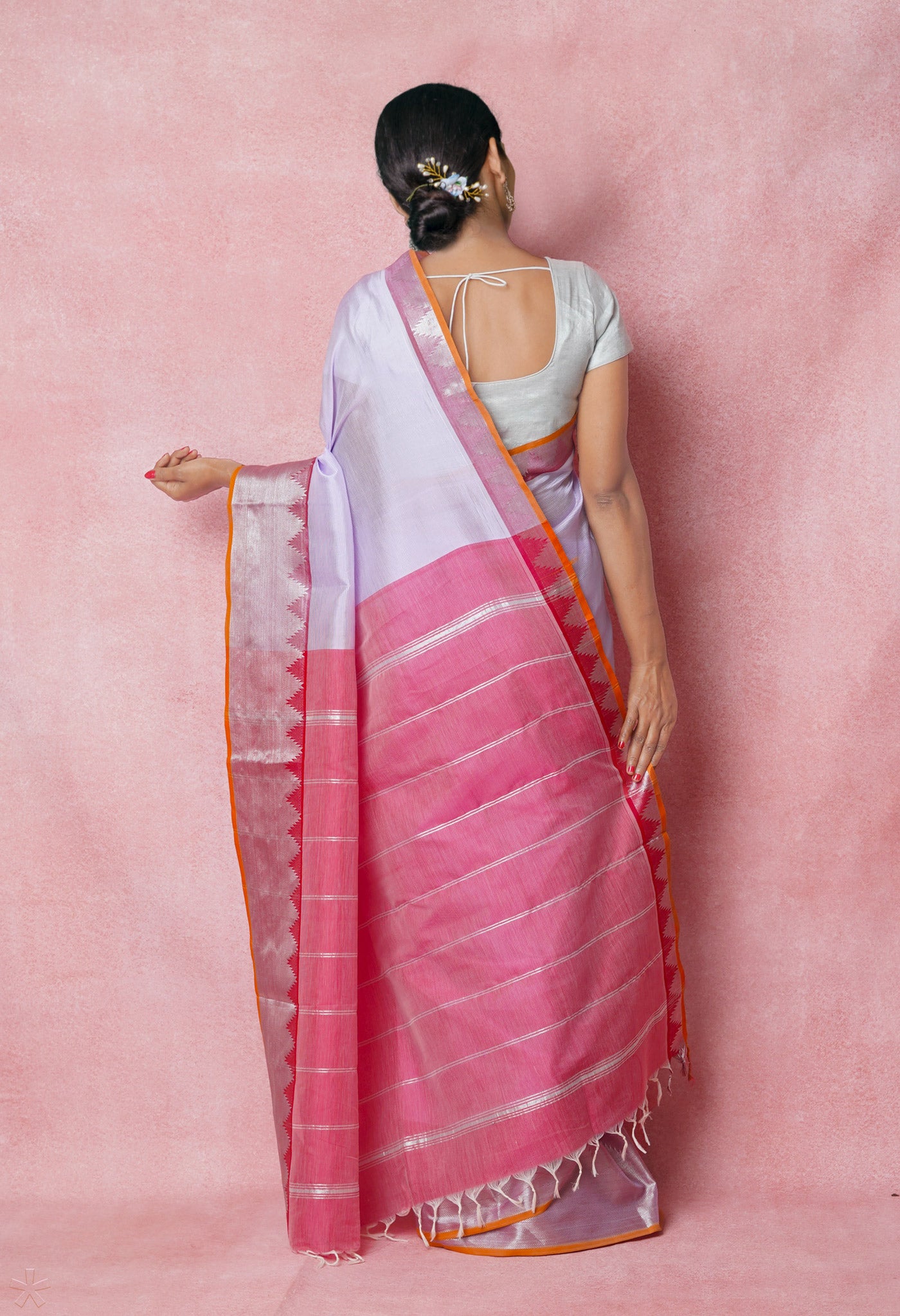Lavender Pure Handloom Mangalgiri Silk Saree
