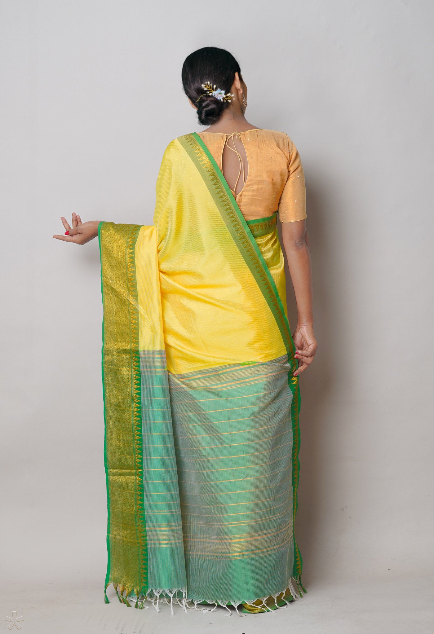 Yellow Pure Handloom Narayanpet Silk Saree-UNM74280