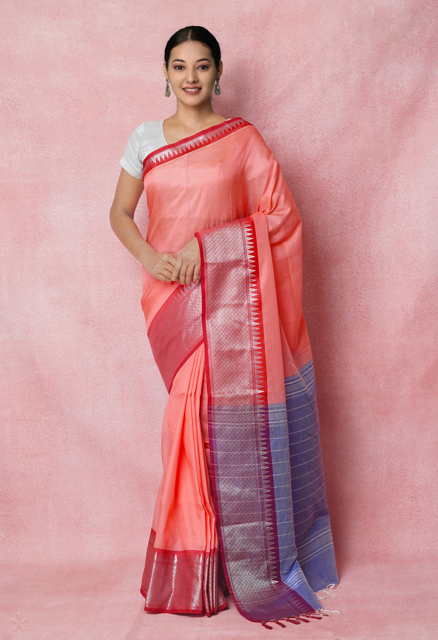 Pink Pure Handloom Narayanpet Silk Saree