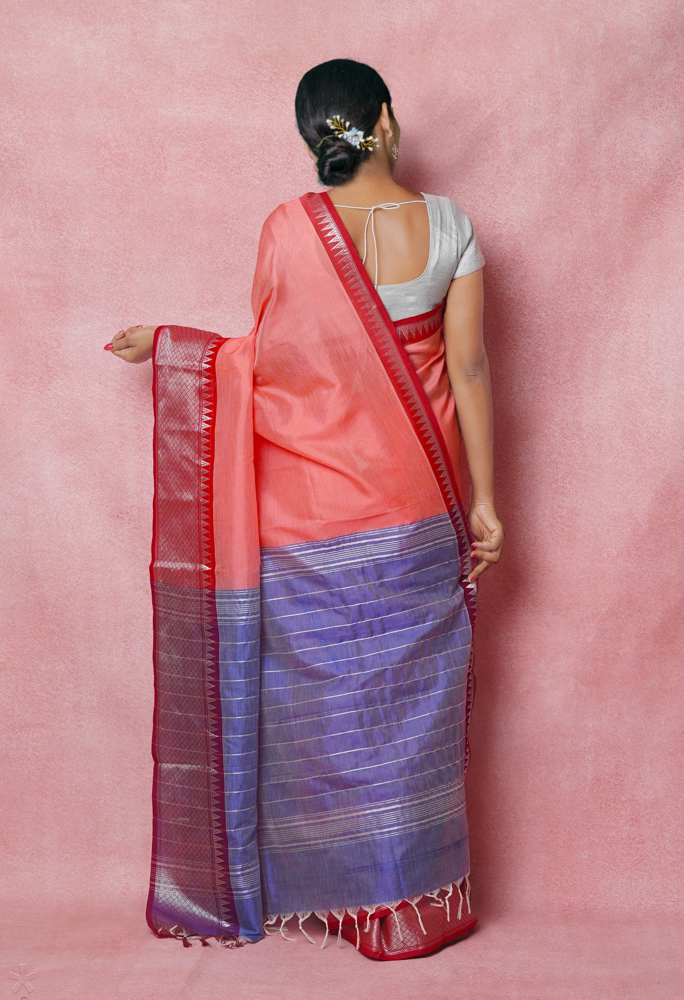Pink Pure Handloom Narayanpet Silk Saree