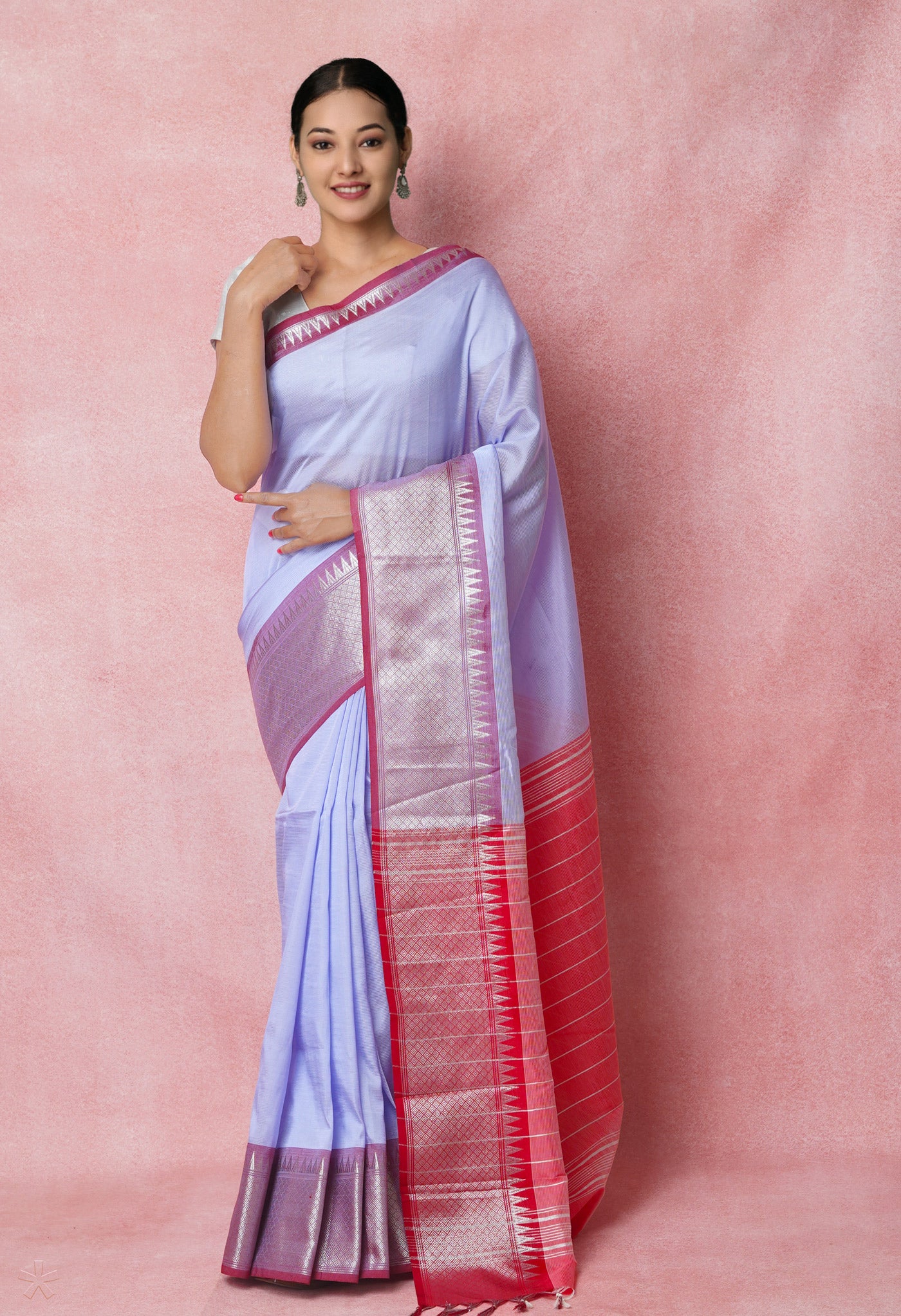Lavender Purple Pure Handloom Narayanpet Silk Saree-UNM74294