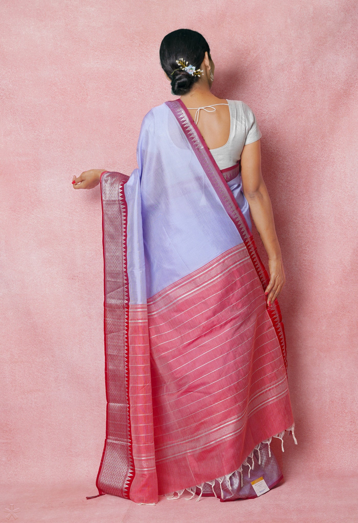 Lavender Purple Pure Handloom Narayanpet Silk Saree-UNM74294