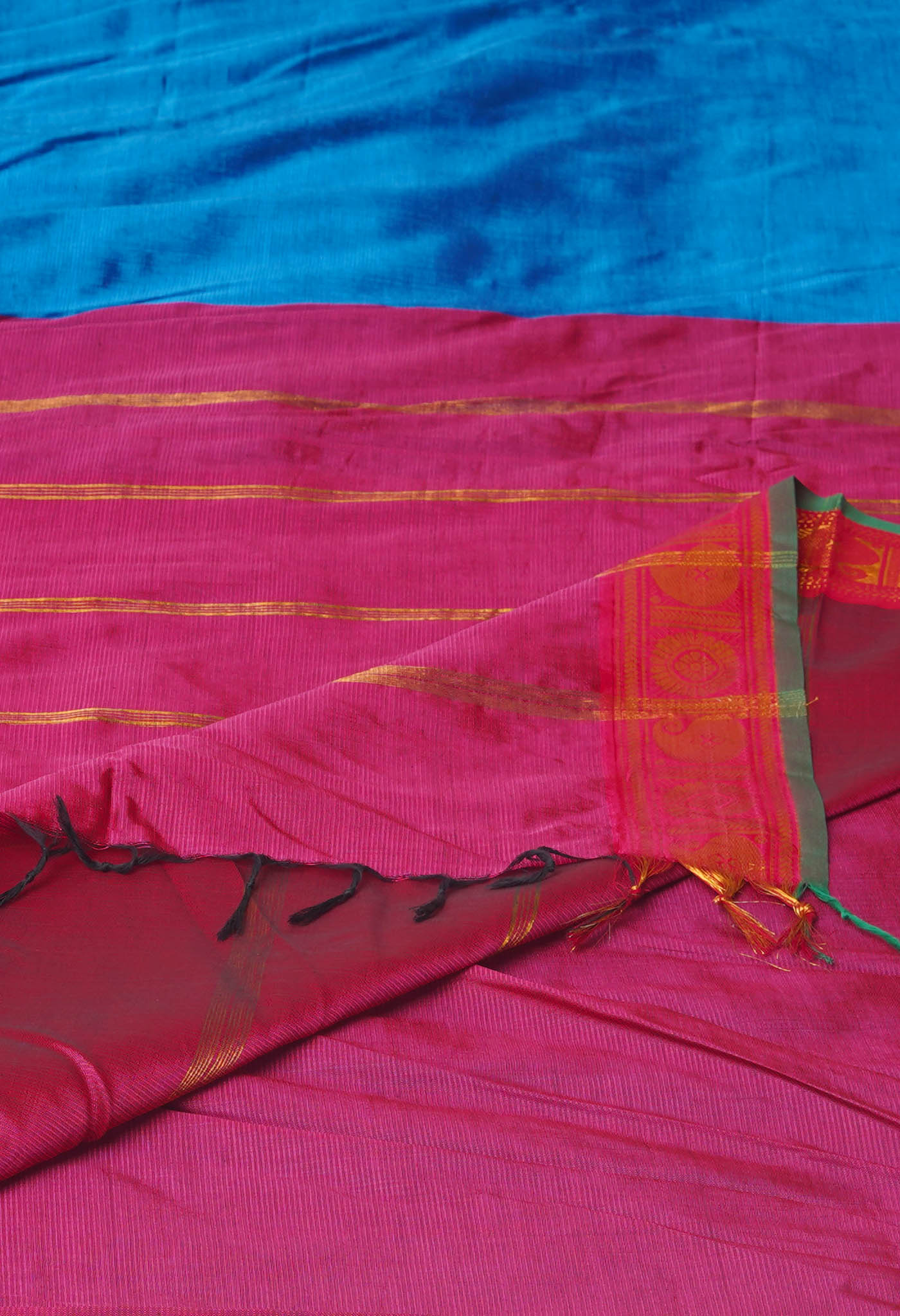 Peacock Blue Pure Handloom Narayanpet Silk Saree-UNM74296