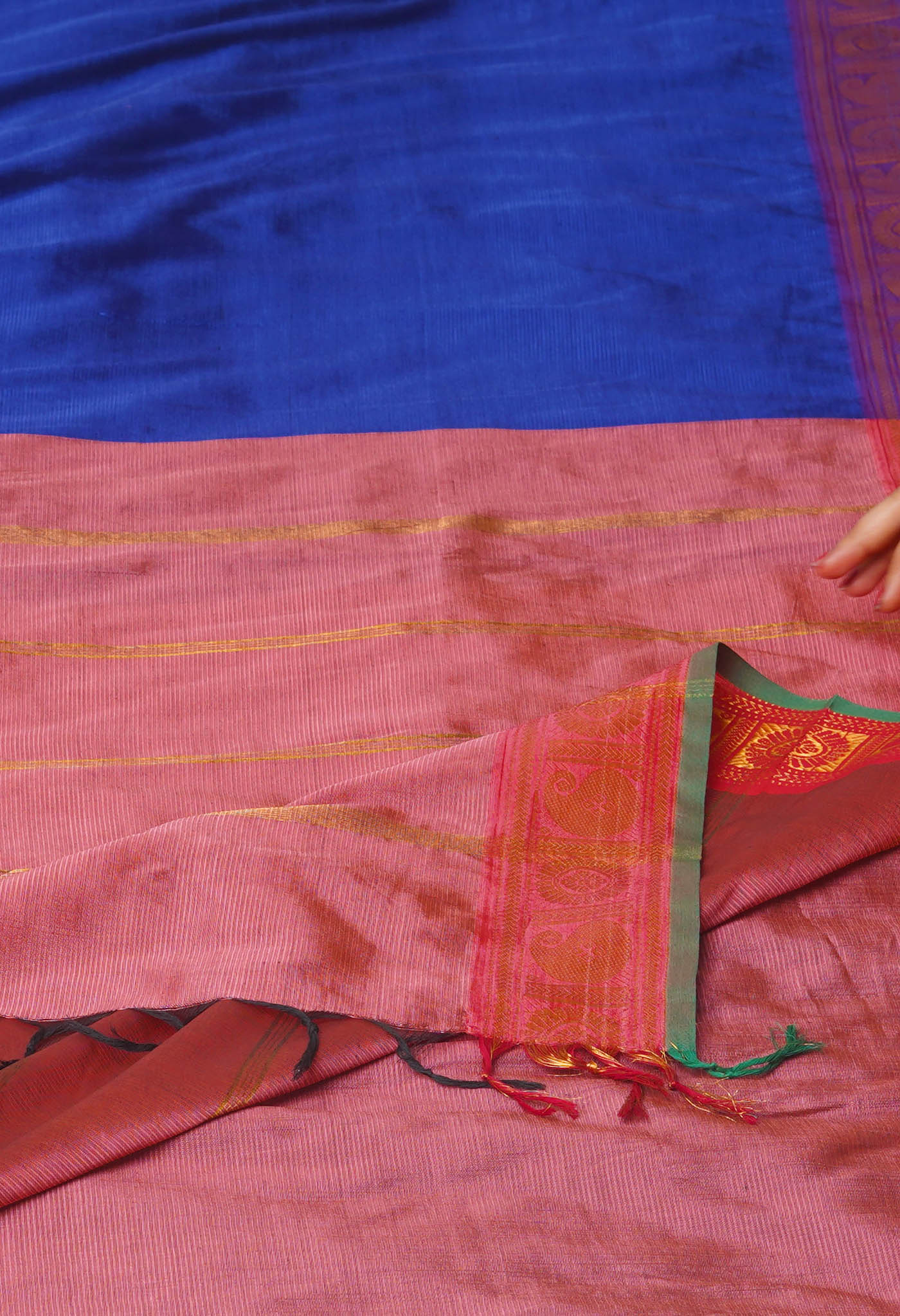 Dark Blue Pure Handloom Narayanpet Silk Saree-UNM74297